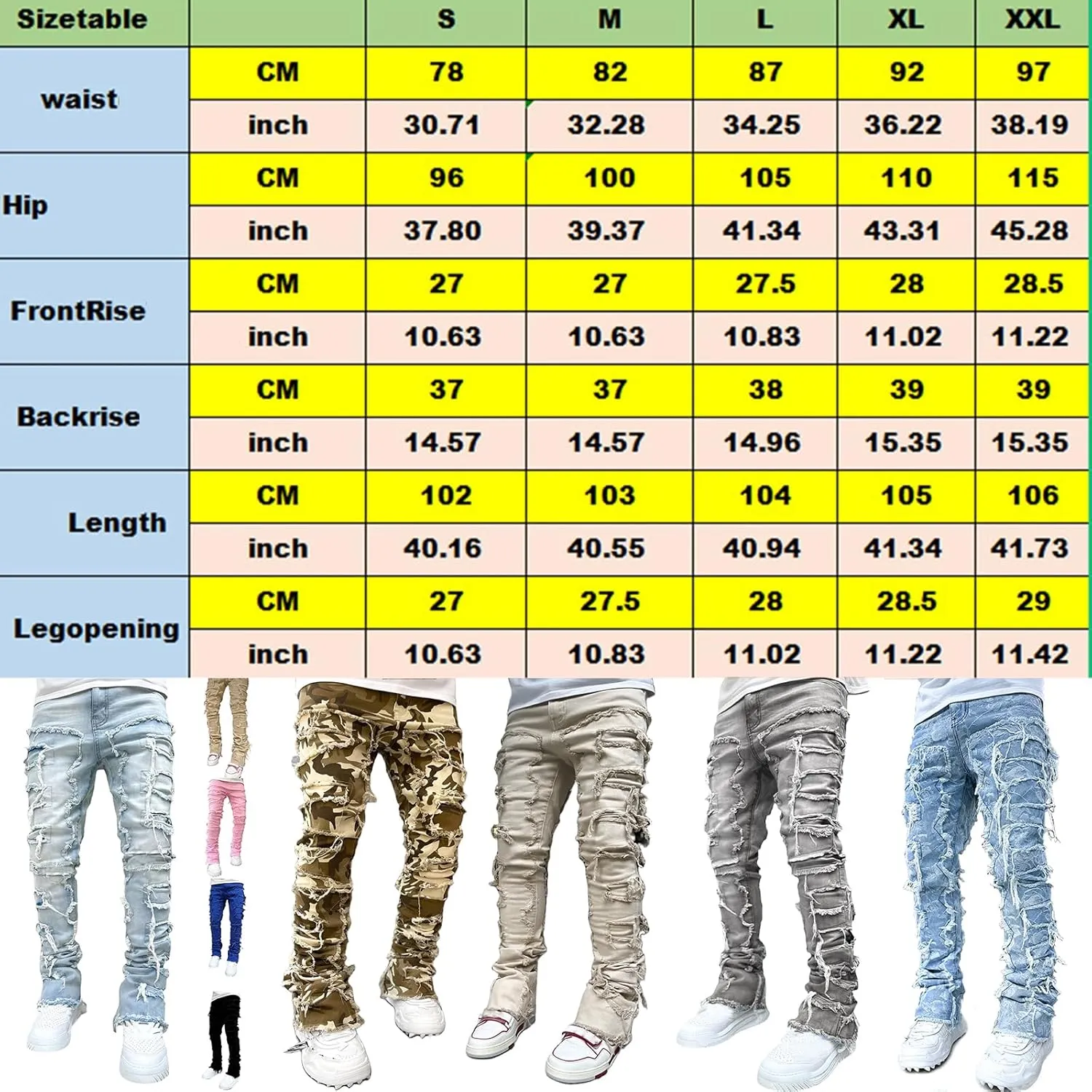 Mens Destroyed Straight Style Denim