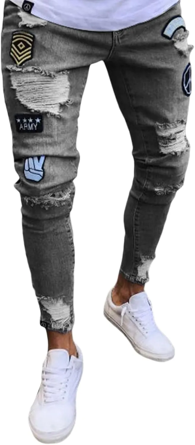 Mens Destroyed Straight Style Denim