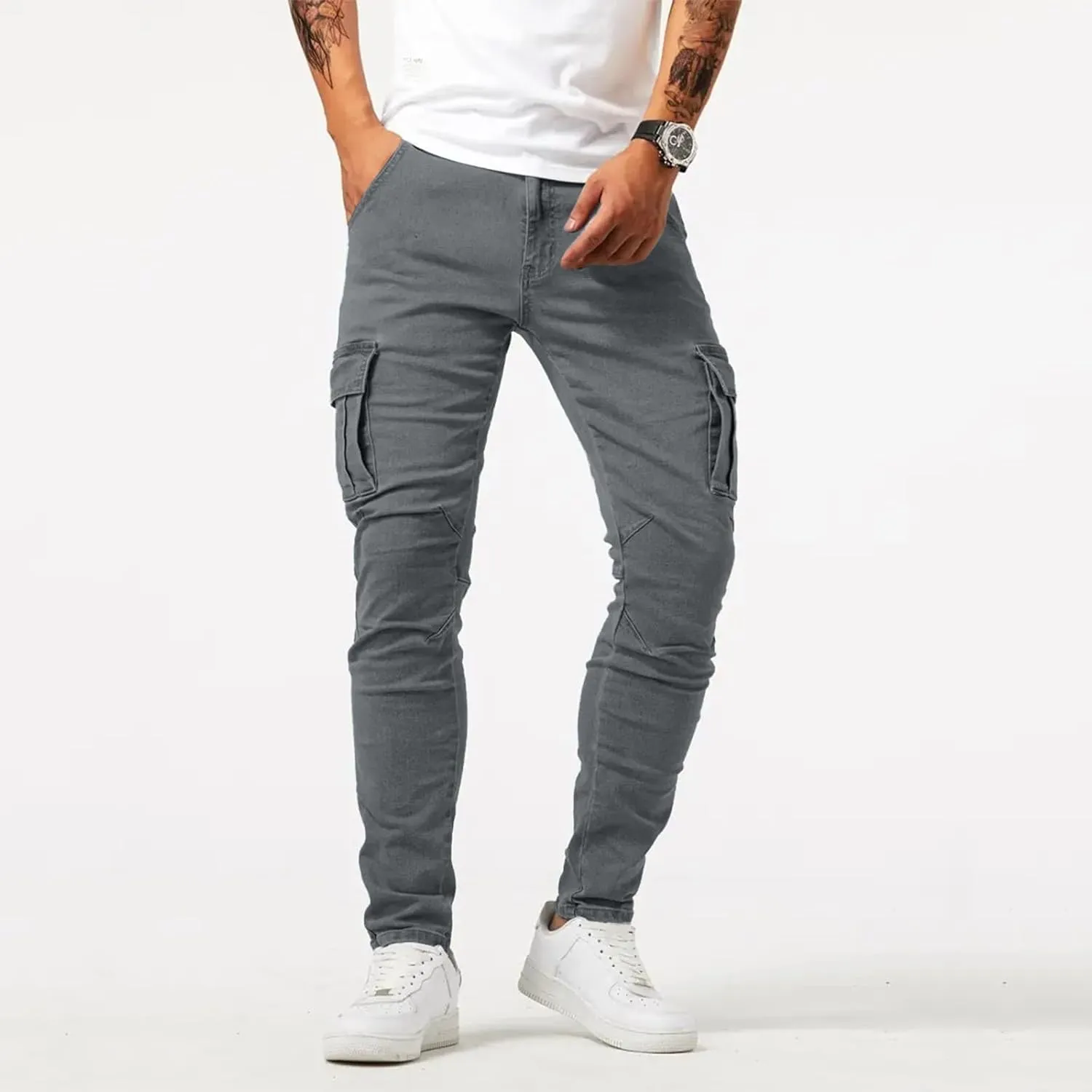 Men's Fashion Oversized Ripped Slim Jeans Pants Trousers Pants for Men Relaxed Fit