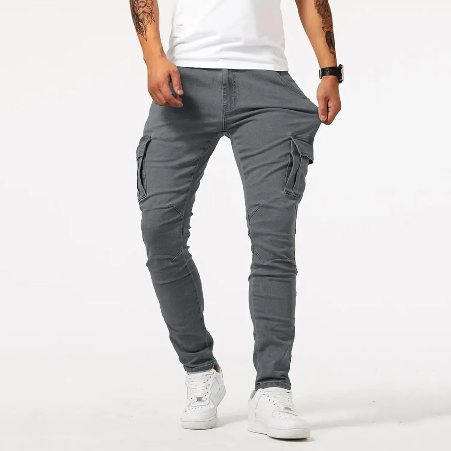 Men's Fashion Oversized Ripped Slim Jeans Pants Trousers Pants for Men Relaxed Fit