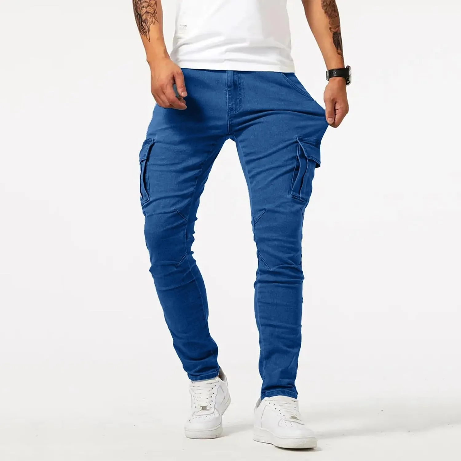 Men's Fashion Oversized Ripped Slim Jeans Pants Trousers Pants for Men Relaxed Fit