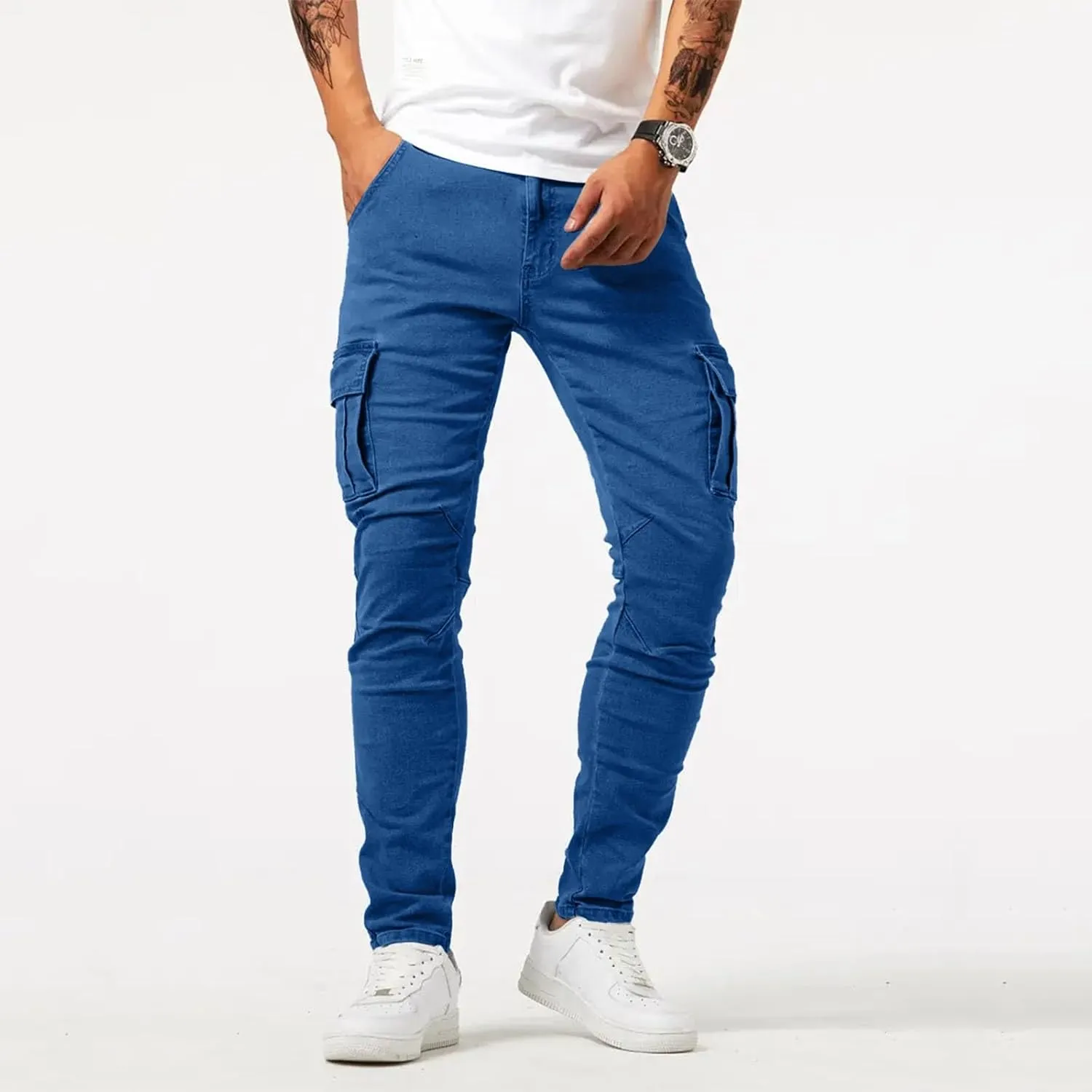 Men's Fashion Oversized Ripped Slim Jeans Pants Trousers Pants for Men Relaxed Fit