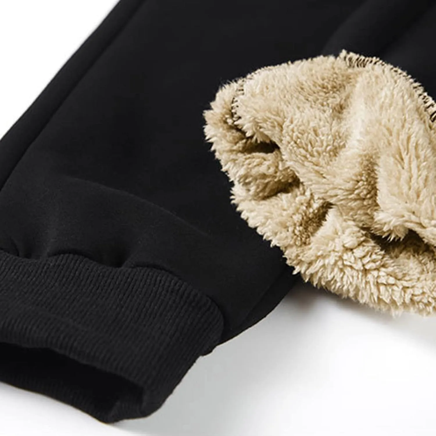 Men's Fleece Sweatpants Stretch Winter Warm Lined Joggers Running Athletic Gym Casual Pants with Zipper Pockets