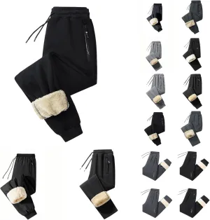 Men's Fleece Sweatpants Stretch Winter Warm Lined Joggers Running Athletic Gym Casual Pants with Zipper Pockets