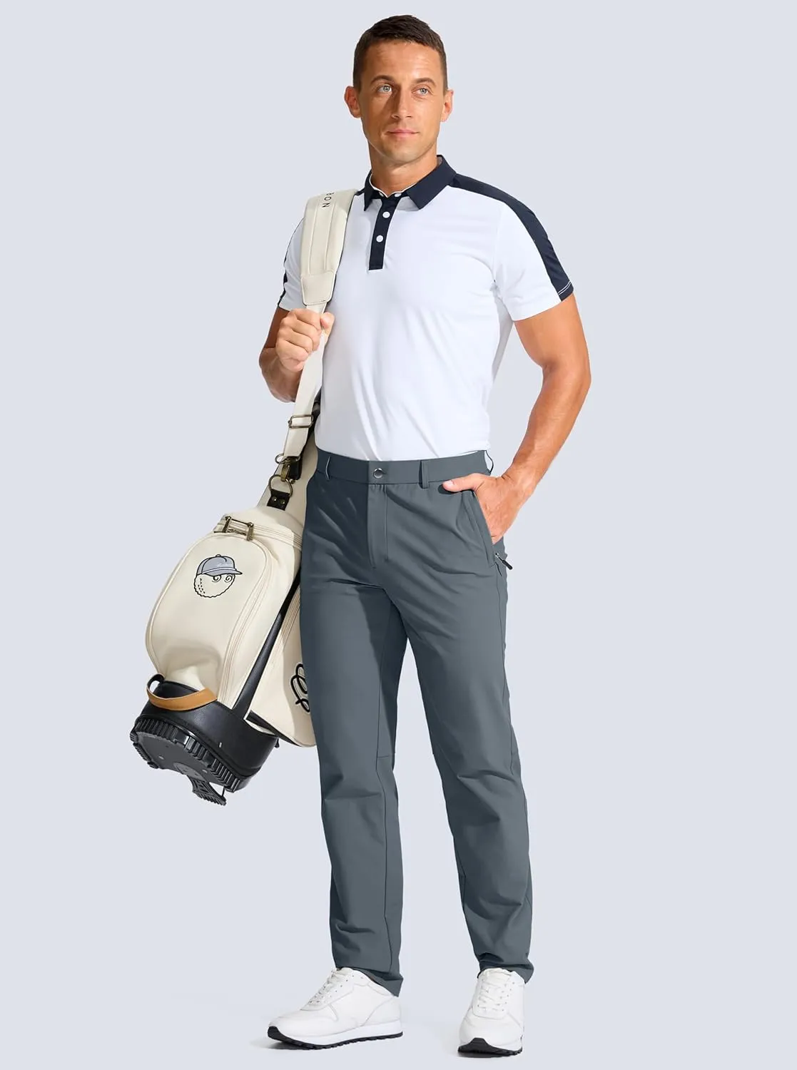 Men's Golf Pants - 30"/32"/34" Slim Fit Stretch Lightweight Dress Pants for Men with Zipper Pockets Casual Work