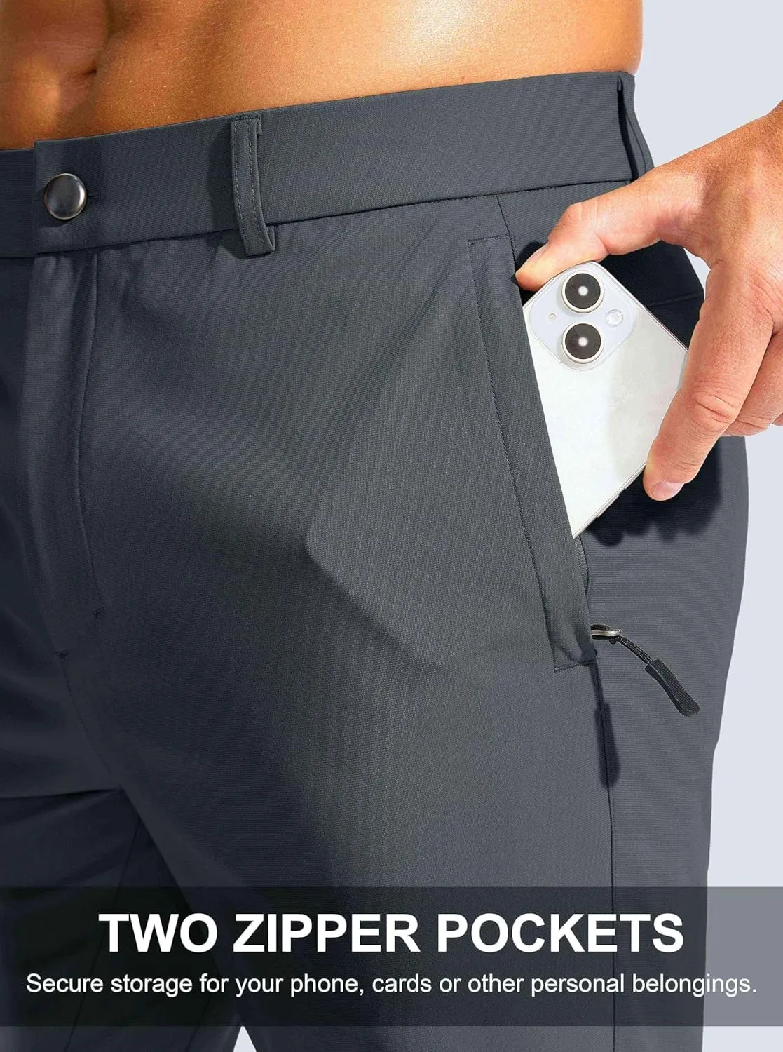 Men's Golf Pants - 30"/32"/34" Slim Fit Stretch Lightweight Dress Pants for Men with Zipper Pockets Casual Work