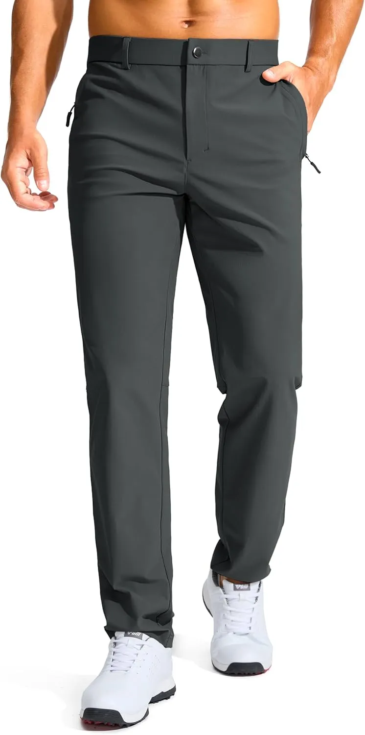 Men's Golf Pants - 30"/32"/34" Slim Fit Stretch Lightweight Dress Pants for Men with Zipper Pockets Casual Work
