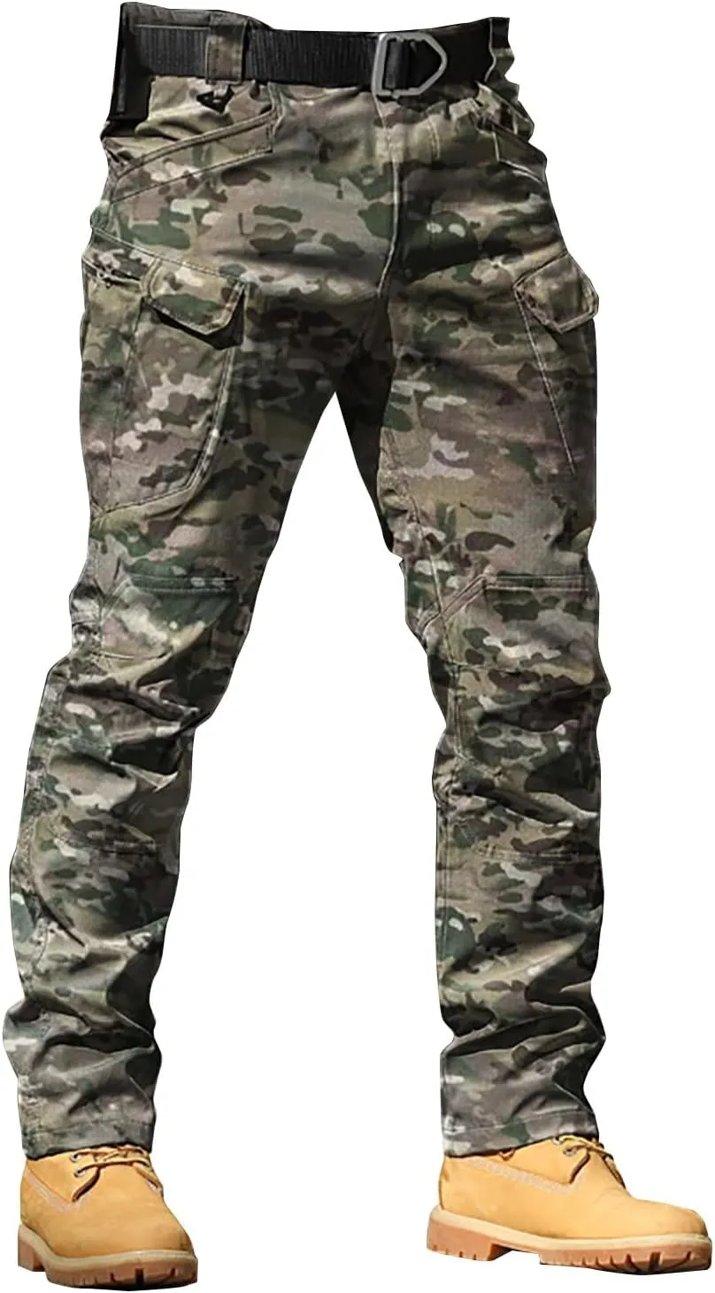 Men's Hiking Tactical Pants Khaki Pants Mens Relaxed Fit Dress Sweatpants for Men Jogger Scrubs for Mens Brown Pants