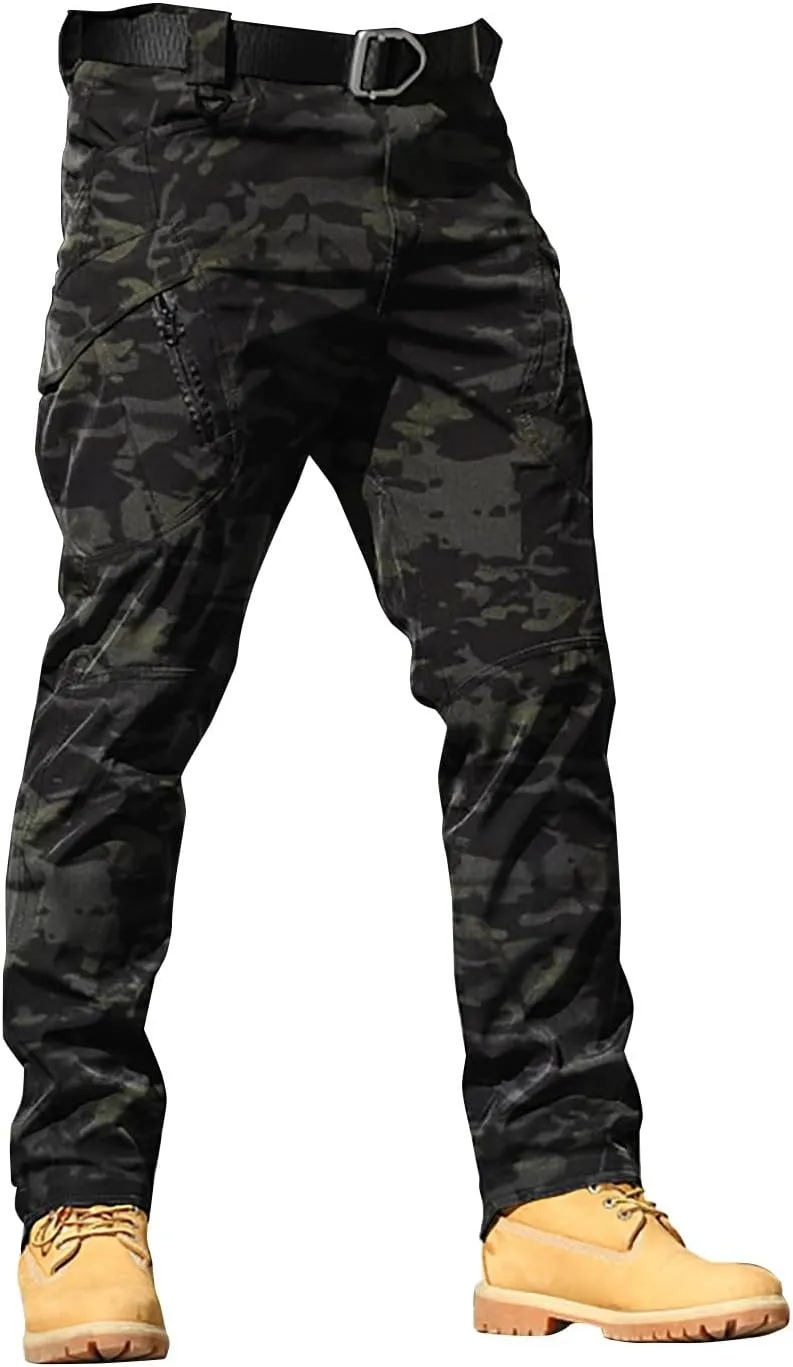 Men's Hiking Tactical Pants Khaki Pants Mens Relaxed Fit Dress Sweatpants for Men Jogger Scrubs for Mens Brown Pants