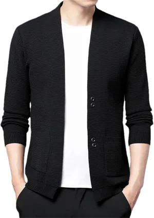 Men's Knit Cardigan Sweater Fashion Slim Fit Button Down Turn-Down Collar Winter Sweaters Outerwear