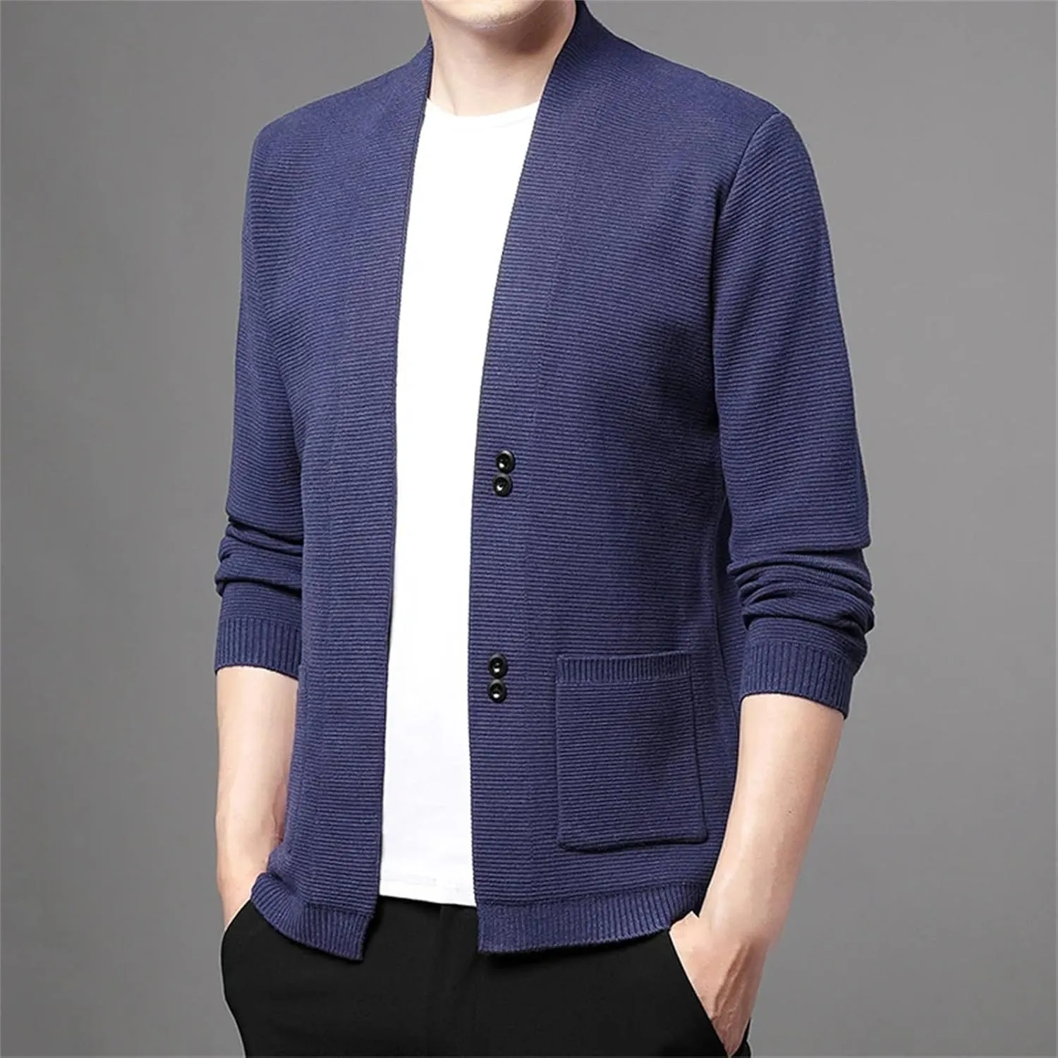 Men's Knit Cardigan Sweater Fashion Slim Fit Button Down Turn-Down Collar Winter Sweaters Outerwear