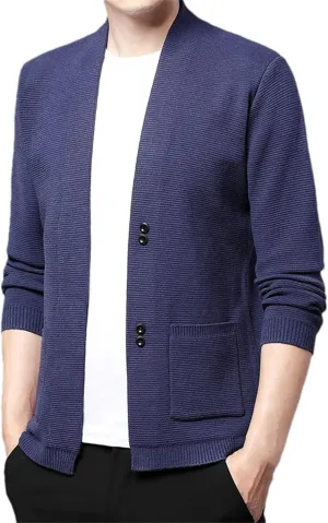 Men's Knit Cardigan Sweater Fashion Slim Fit Button Down Turn-Down Collar Winter Sweaters Outerwear