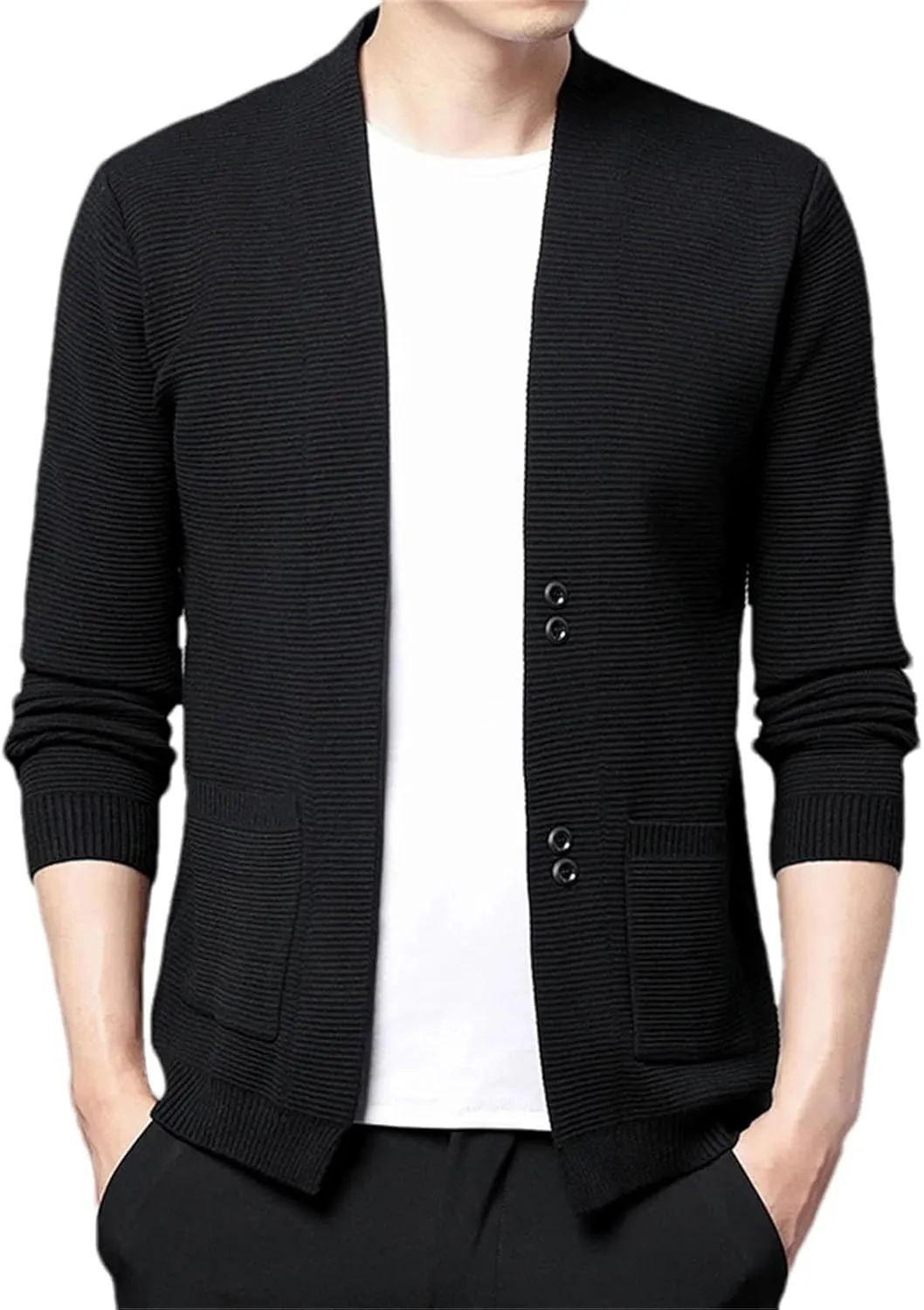 Men's Knit Cardigan Sweater Fashion Slim Fit Button Down Turn-Down Collar Winter Sweaters Outerwear