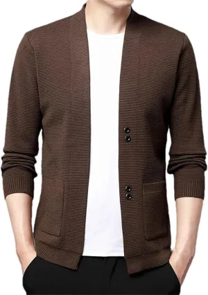 Men's Knit Cardigan Sweater Fashion Slim Fit Button Down Turn-Down Collar Winter Sweaters Outerwear