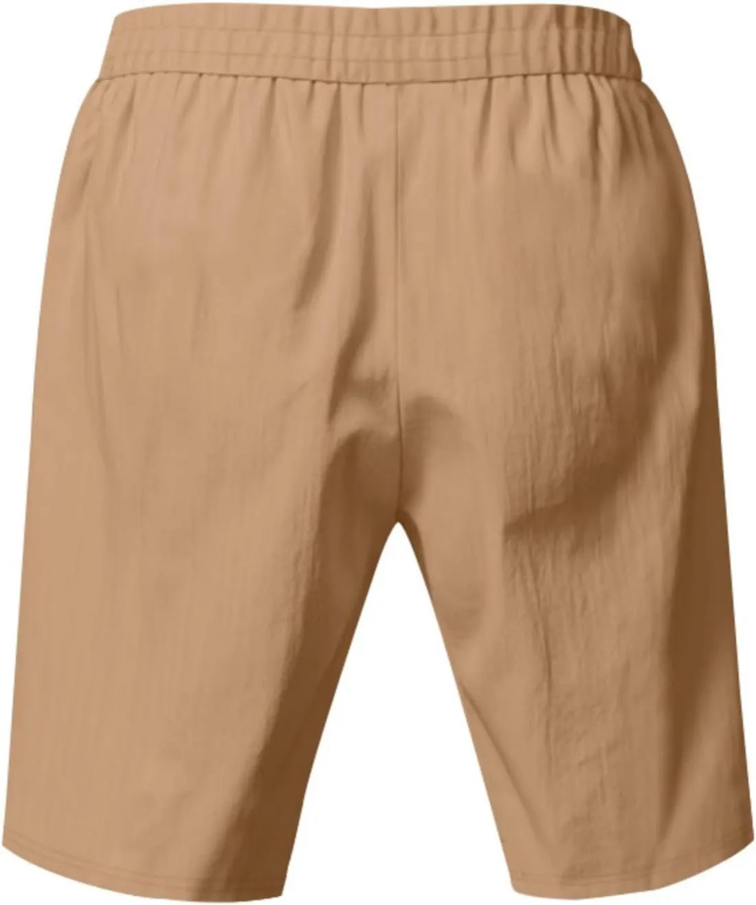 Men's Linen Shorts Loose Fit Solid Color Elastic Waist Drawstring LightweightSummer Beach Shorts