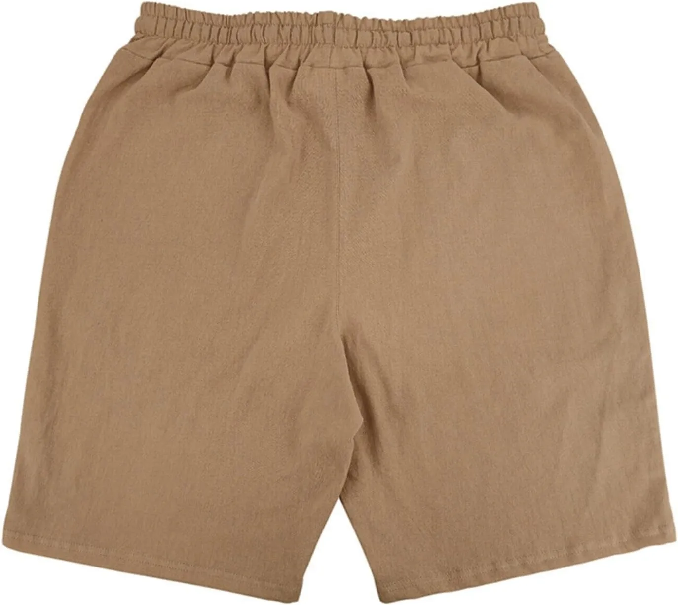 Men's Linen Shorts Loose Fit Solid Color Elastic Waist Drawstring LightweightSummer Beach Shorts