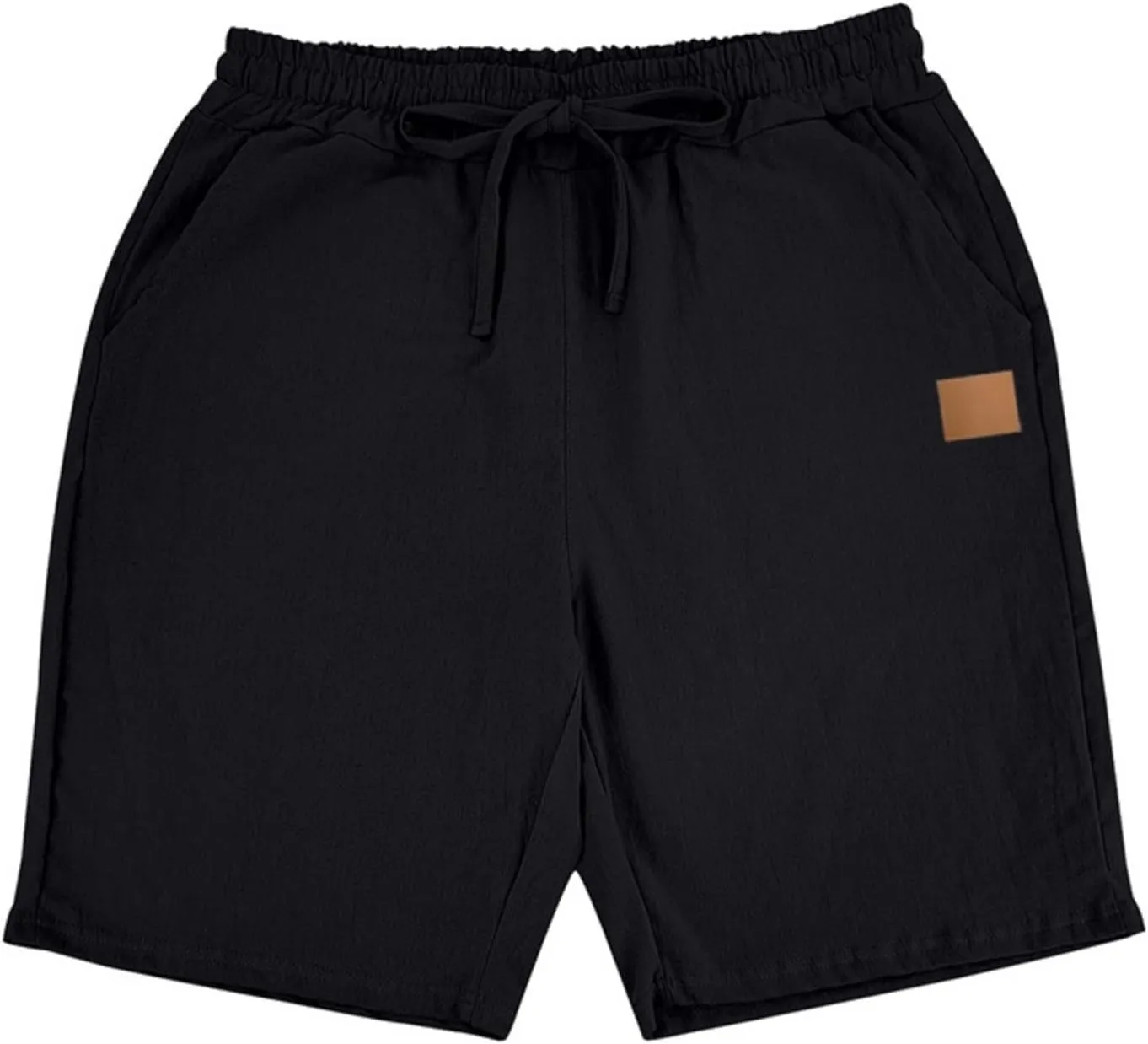Men's Linen Shorts Loose Fit Solid Color Elastic Waist Drawstring LightweightSummer Beach Shorts