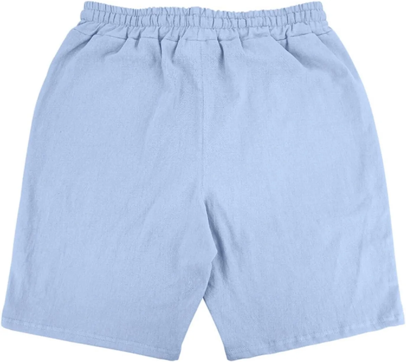 Men's Linen Shorts Loose Fit Solid Color Elastic Waist Drawstring LightweightSummer Beach Shorts
