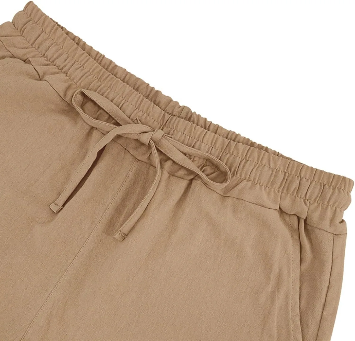Men's Linen Shorts Loose Fit Solid Color Elastic Waist Drawstring LightweightSummer Beach Shorts