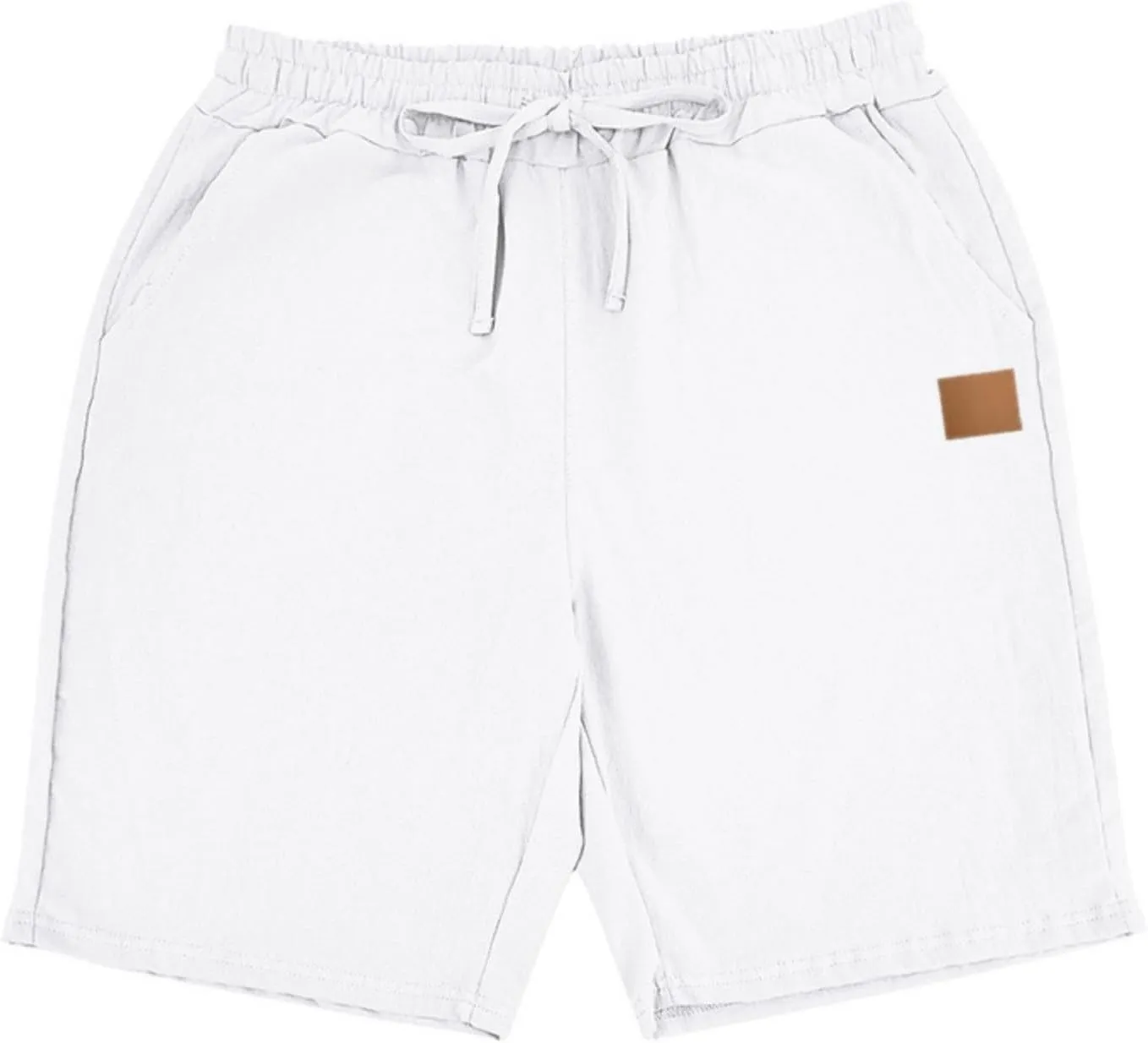 Men's Linen Shorts Loose Fit Solid Color Elastic Waist Drawstring LightweightSummer Beach Shorts
