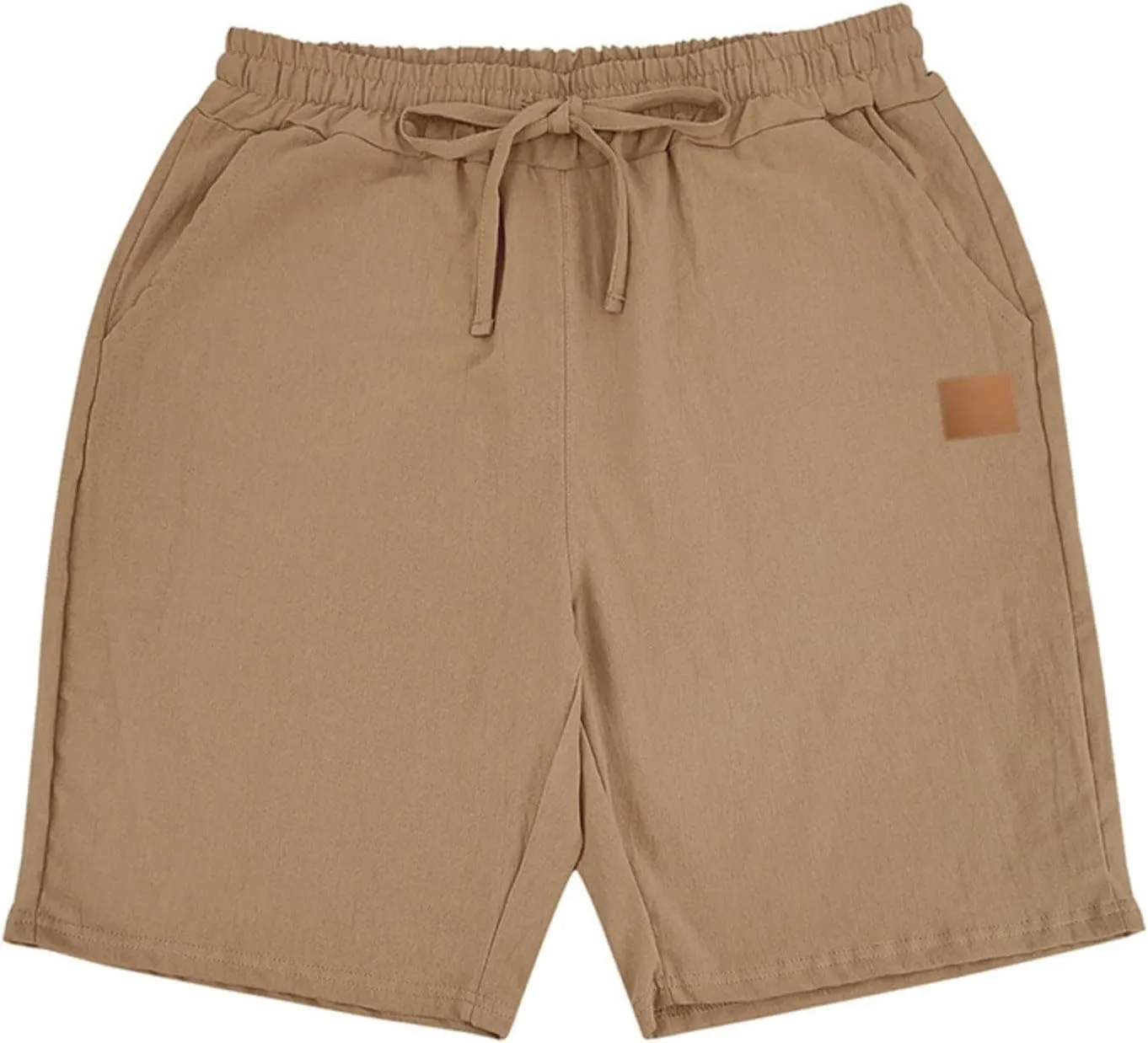 Men's Linen Shorts Loose Fit Solid Color Elastic Waist Drawstring LightweightSummer Beach Shorts