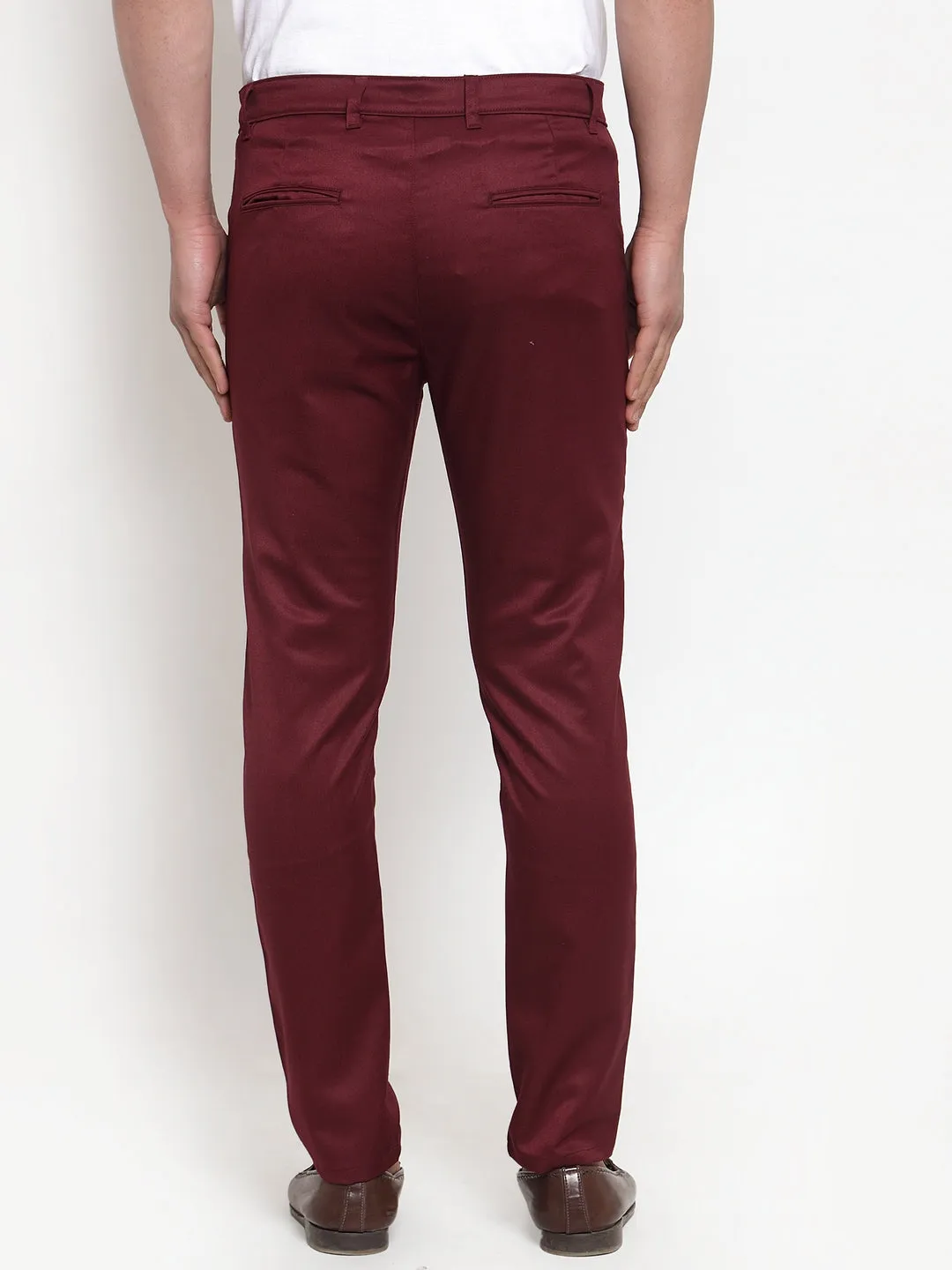 Men's Maroon Solid Formal Trousers ( FGP 253Maroon ) - Jainish