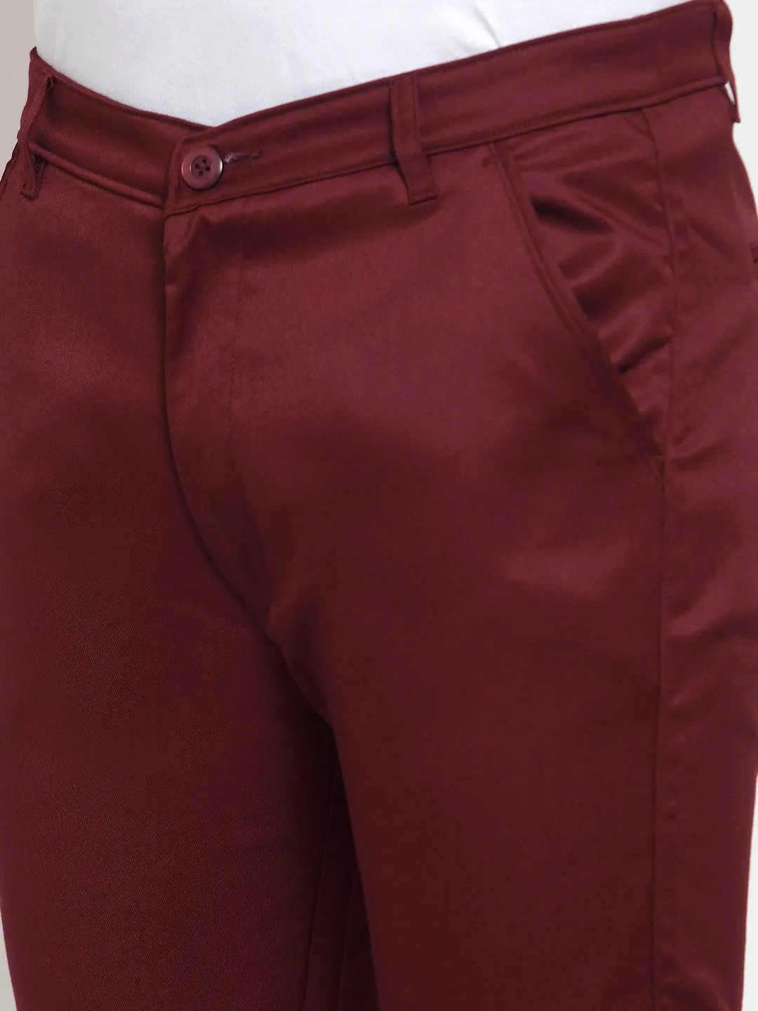 Men's Maroon Solid Formal Trousers ( FGP 253Maroon ) - Jainish