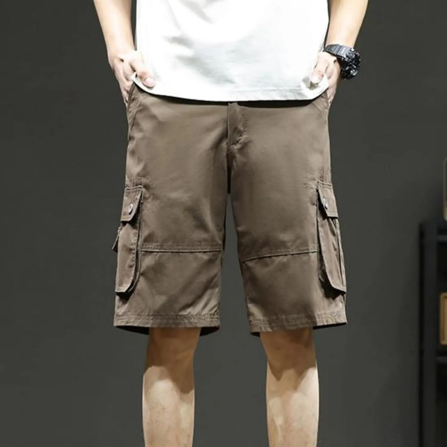 Men's Multiple Pockets Shorts Casual Cargo Shorts Drawstring Shorts Elastic Waist Shorts Plus Size Tactical Shorts