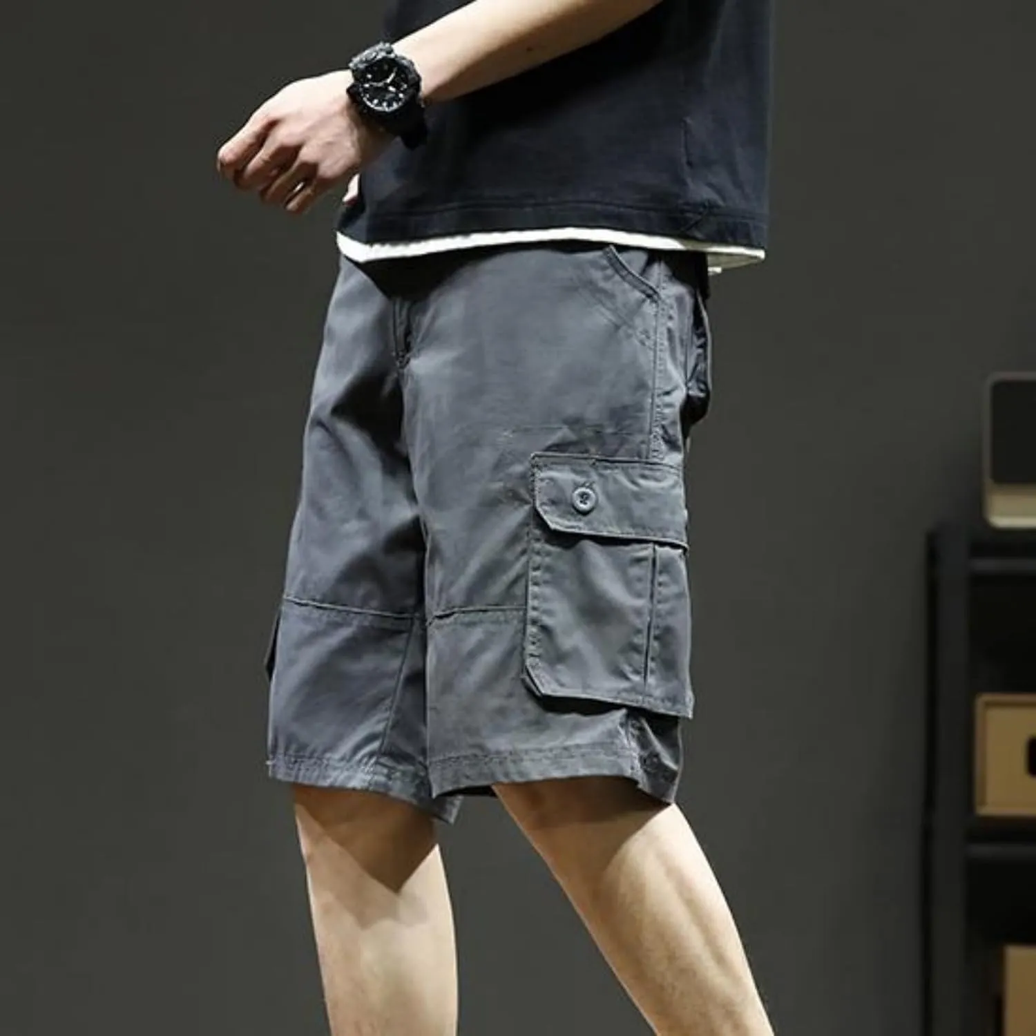 Men's Multiple Pockets Shorts Casual Cargo Shorts Drawstring Shorts Elastic Waist Shorts Plus Size Tactical Shorts
