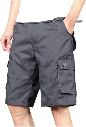 Men's Multiple Pockets Shorts Casual Cargo Shorts Drawstring Shorts Elastic Waist Shorts Plus Size Tactical Shorts