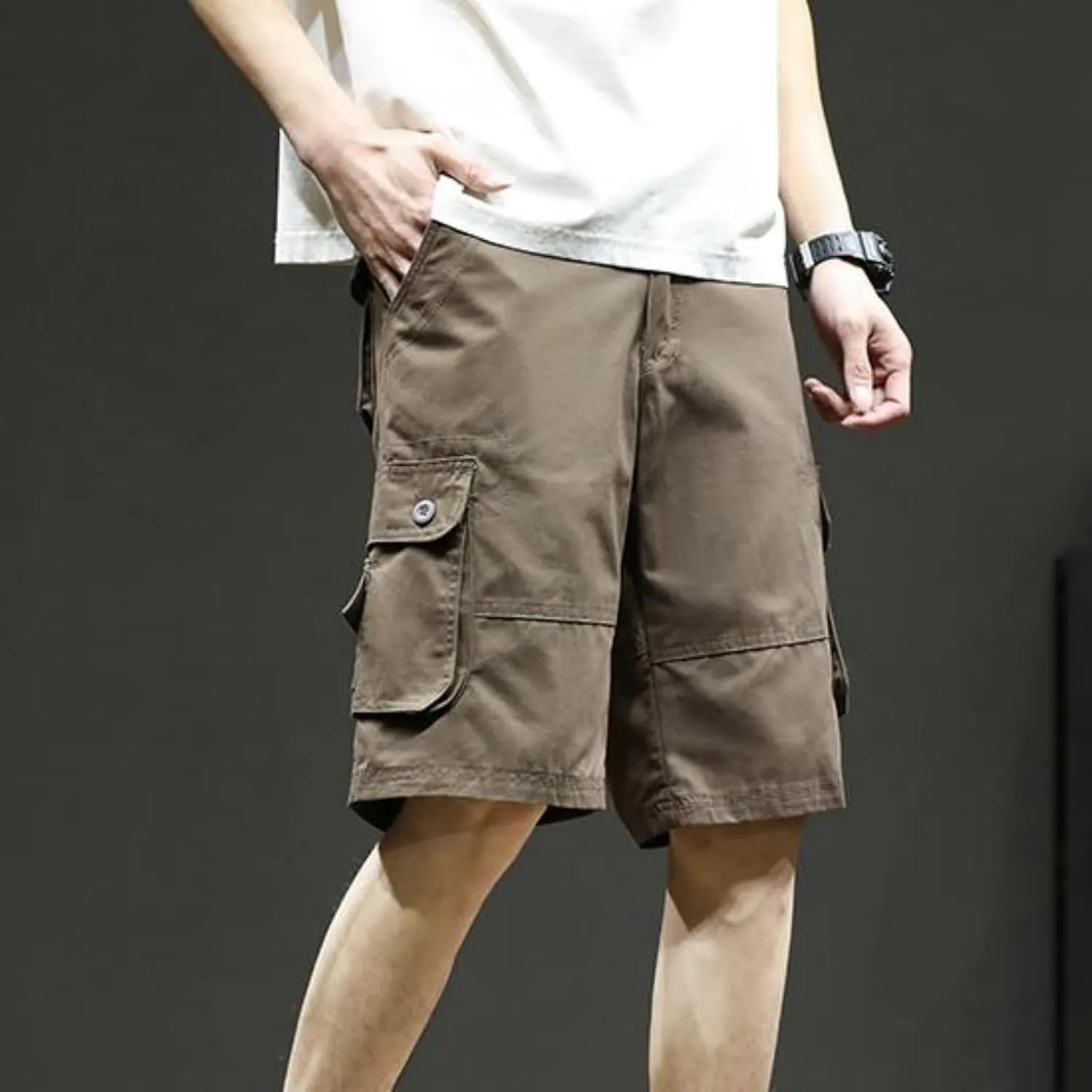 Men's Multiple Pockets Shorts Casual Cargo Shorts Drawstring Shorts Elastic Waist Shorts Plus Size Tactical Shorts