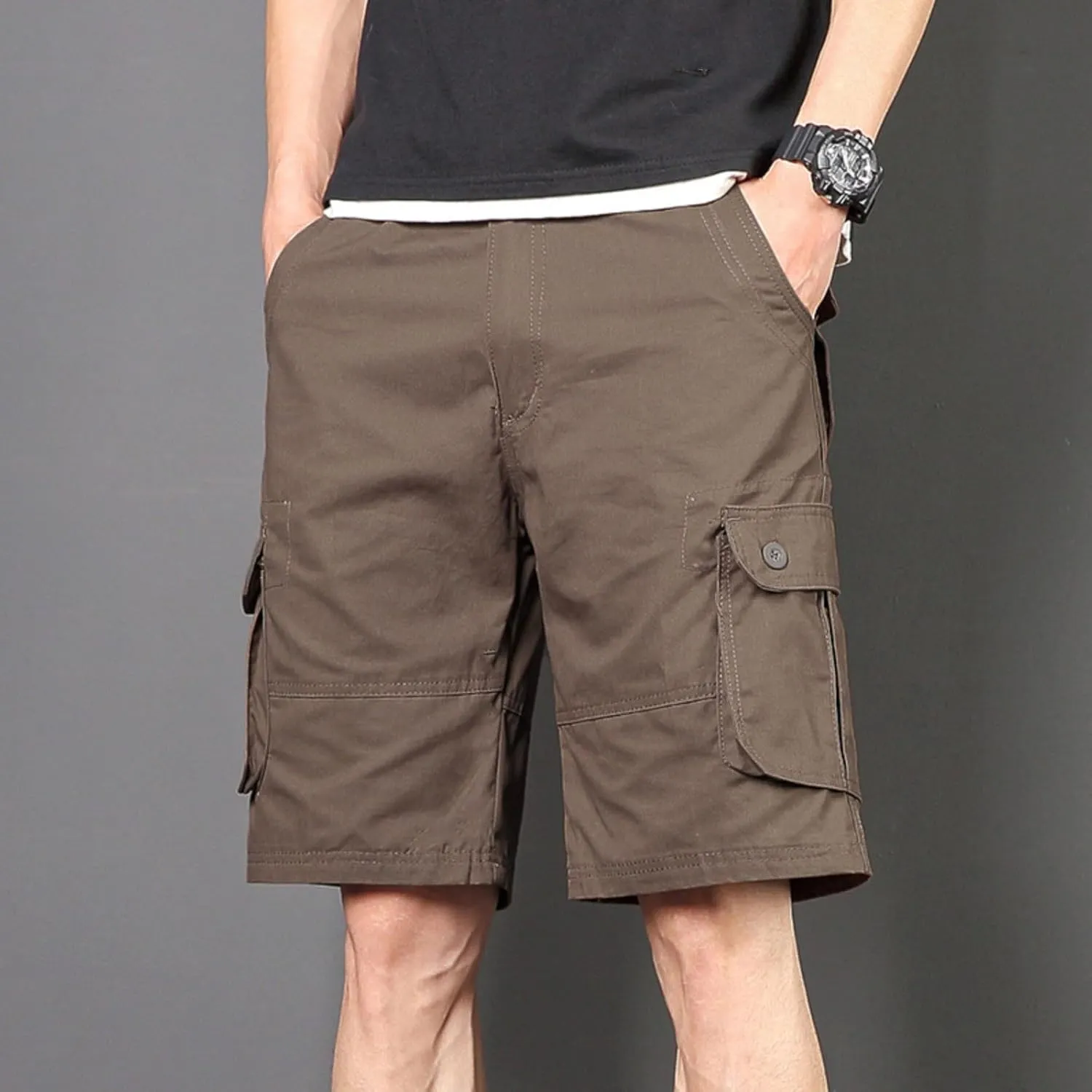 Men's Multiple Pockets Shorts Casual Cargo Shorts Drawstring Shorts Elastic Waist Shorts Plus Size Tactical Shorts