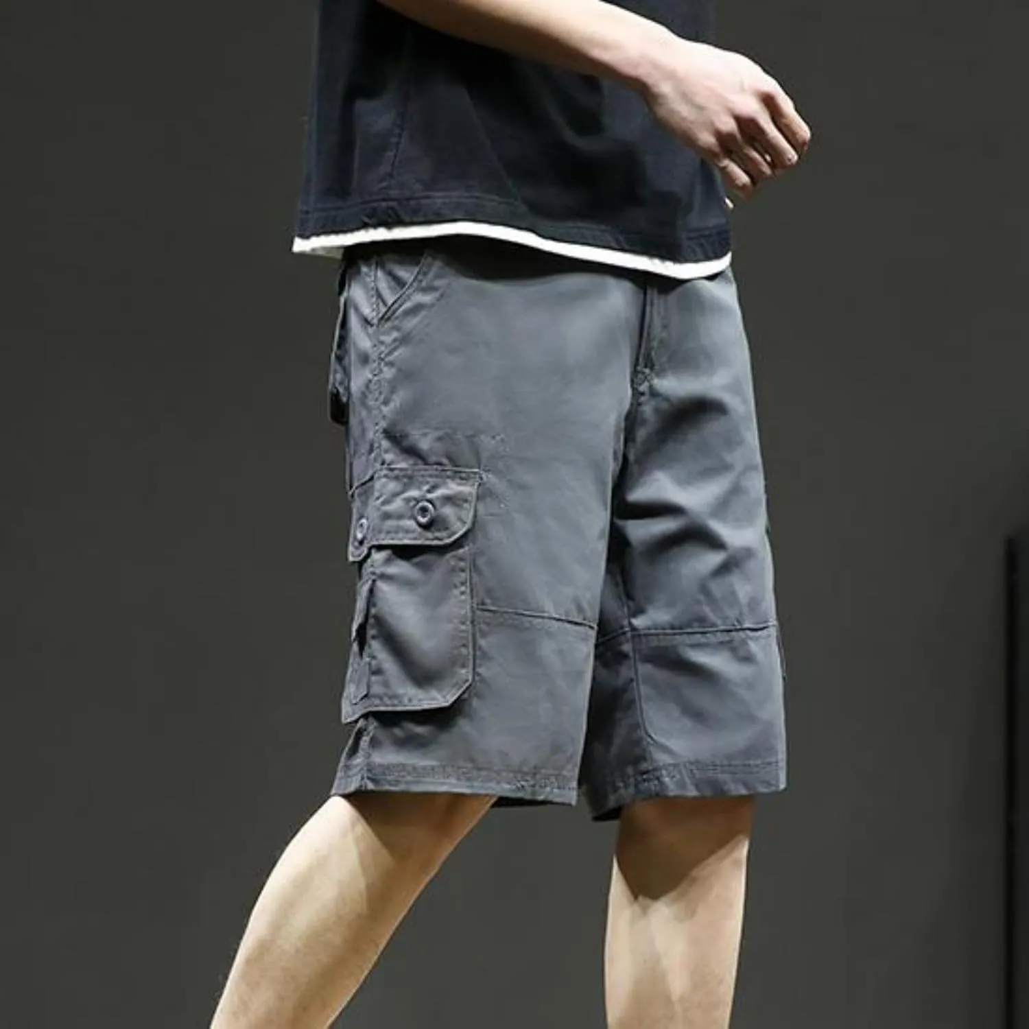 Men's Multiple Pockets Shorts Casual Cargo Shorts Drawstring Shorts Elastic Waist Shorts Plus Size Tactical Shorts