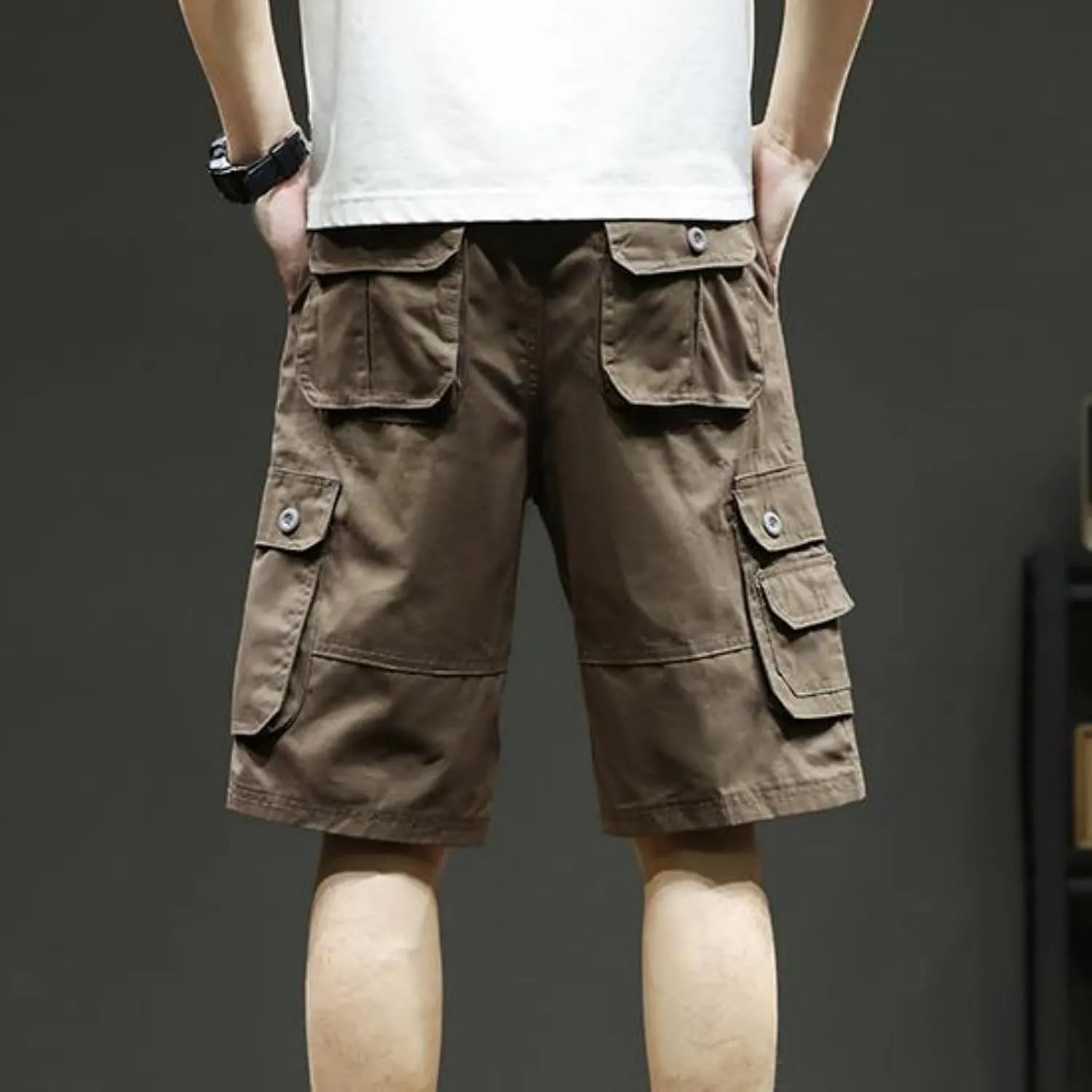 Men's Multiple Pockets Shorts Casual Cargo Shorts Drawstring Shorts Elastic Waist Shorts Plus Size Tactical Shorts