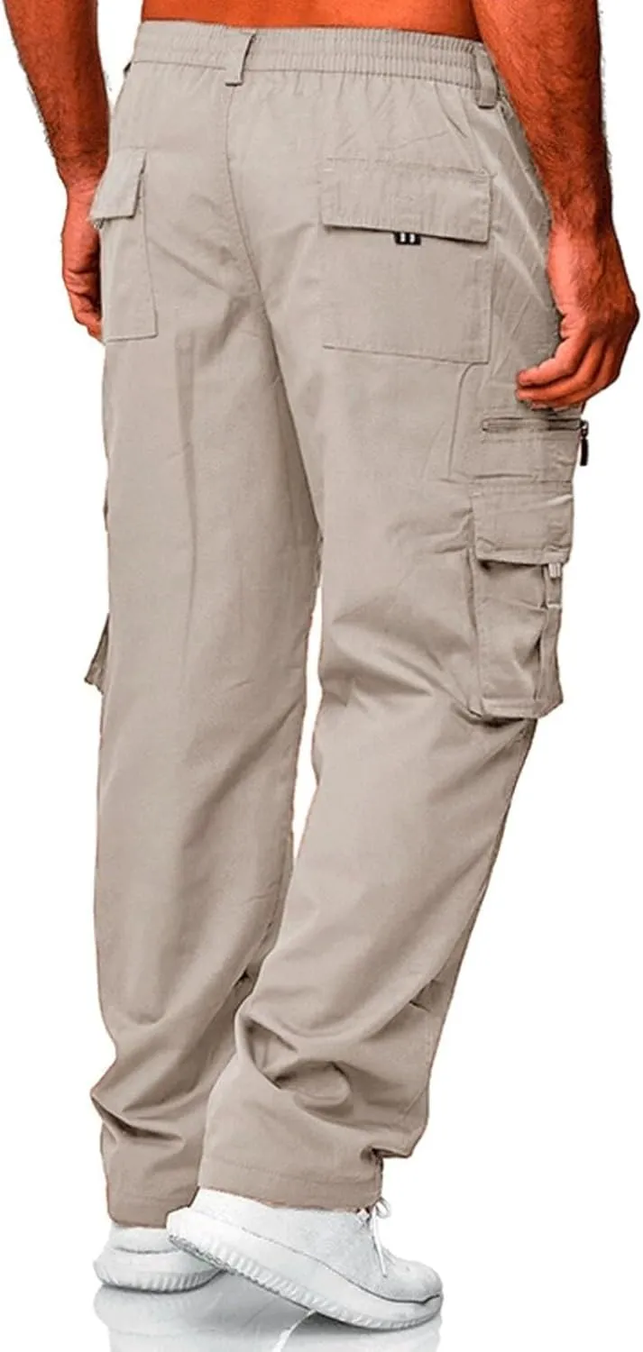 Men's Outdoor Cargo Pant Relaxed Fit Lightweight Hiking Jogger Classic Fit Multi Pockets Fashion Trousers