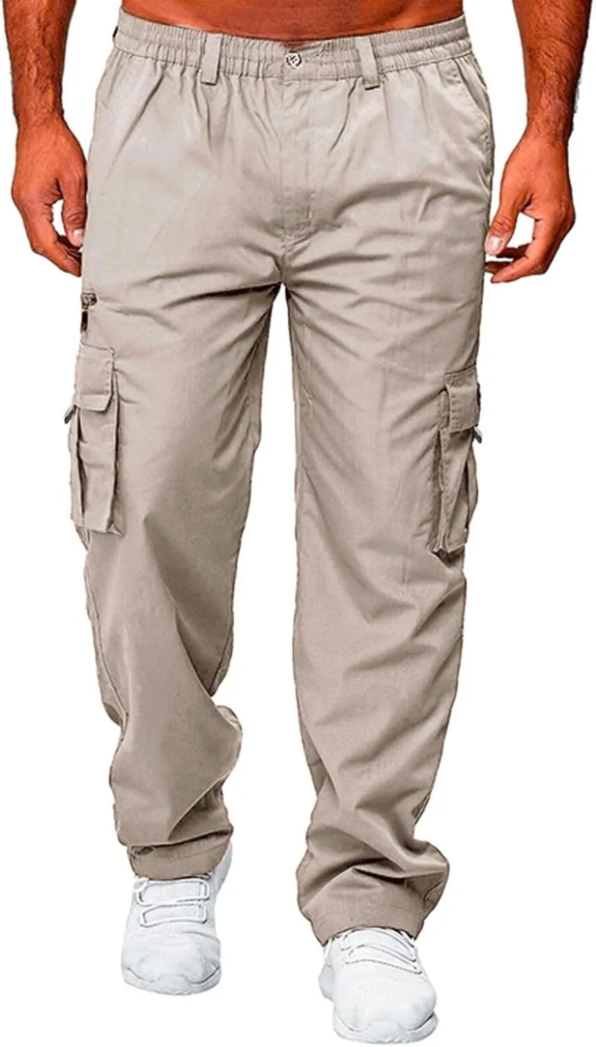 Men's Outdoor Cargo Pant Relaxed Fit Lightweight Hiking Jogger Classic Fit Multi Pockets Fashion Trousers