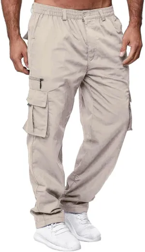 Men's Outdoor Cargo Pant Relaxed Fit Lightweight Hiking Jogger Classic Fit Multi Pockets Fashion Trousers