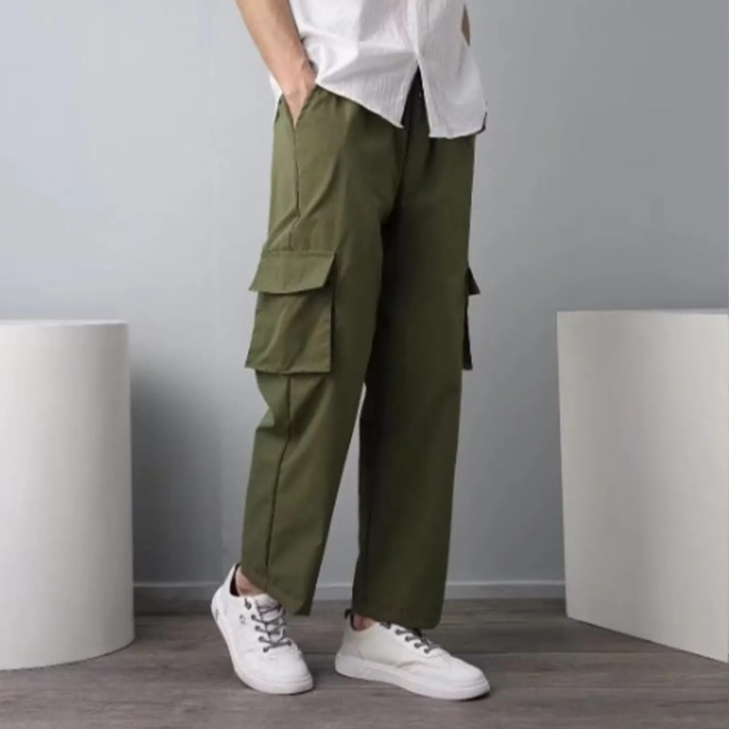 Men's Pants Cargo Work Lightweight Cargo Sweatpants Stretch Waistband Workout Joggers Outdoor Athletic Hiking Pants