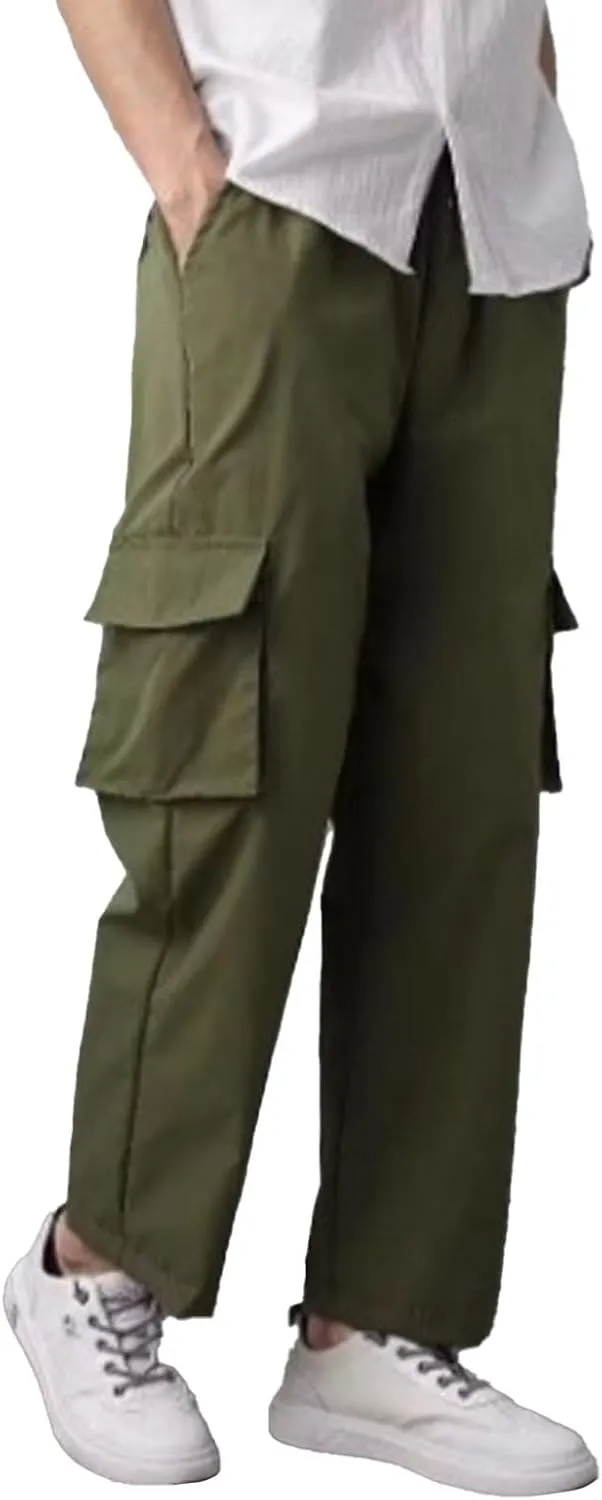 Men's Pants Cargo Work Lightweight Cargo Sweatpants Stretch Waistband Workout Joggers Outdoor Athletic Hiking Pants