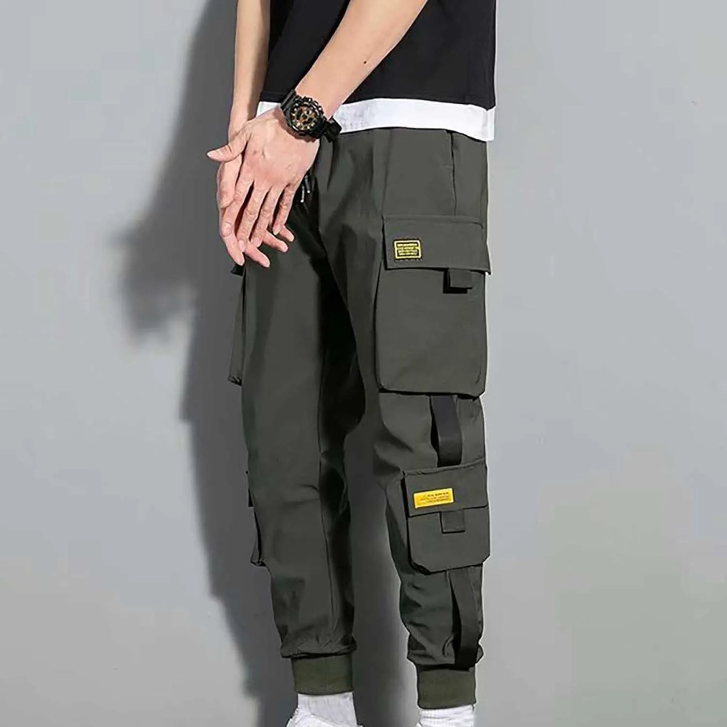 Men's Pants Cargo Work Lightweight Cargo Sweatpants Stretch Waistband Workout Joggers Outdoor Athletic Hiking Pants