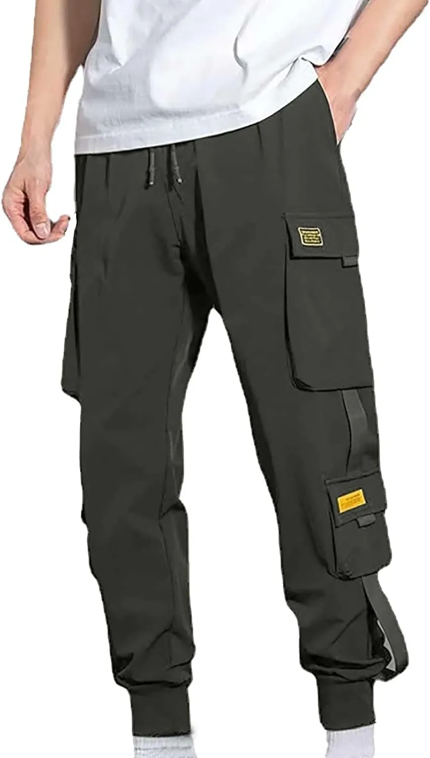 Men's Pants Cargo Work Lightweight Cargo Sweatpants Stretch Waistband Workout Joggers Outdoor Athletic Hiking Pants