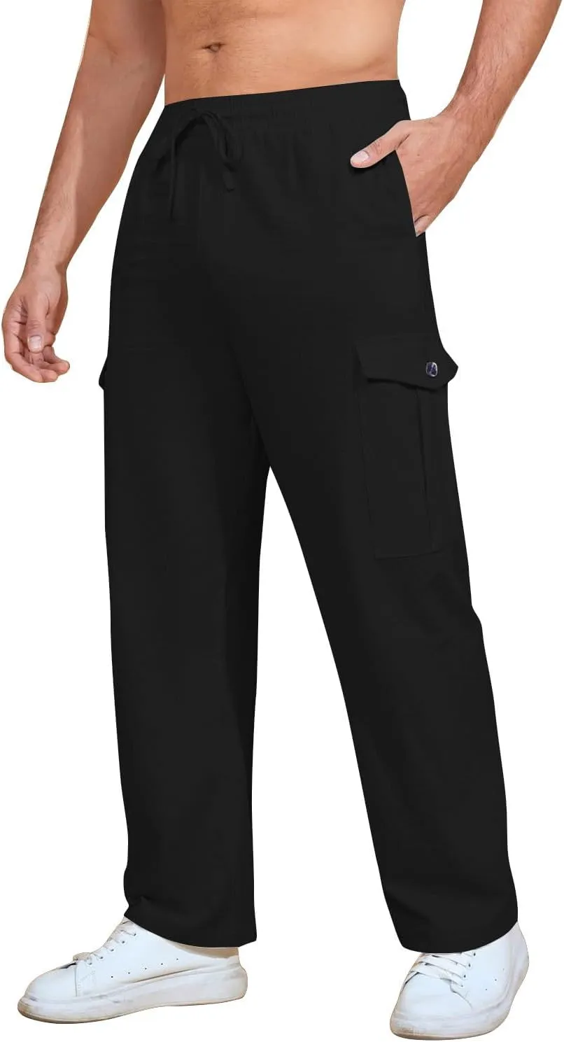 Mens Pants Stretch Workout Outdoor Water Resistant Casual Sweatpants Fishing Drawstring Ripstop Joggers