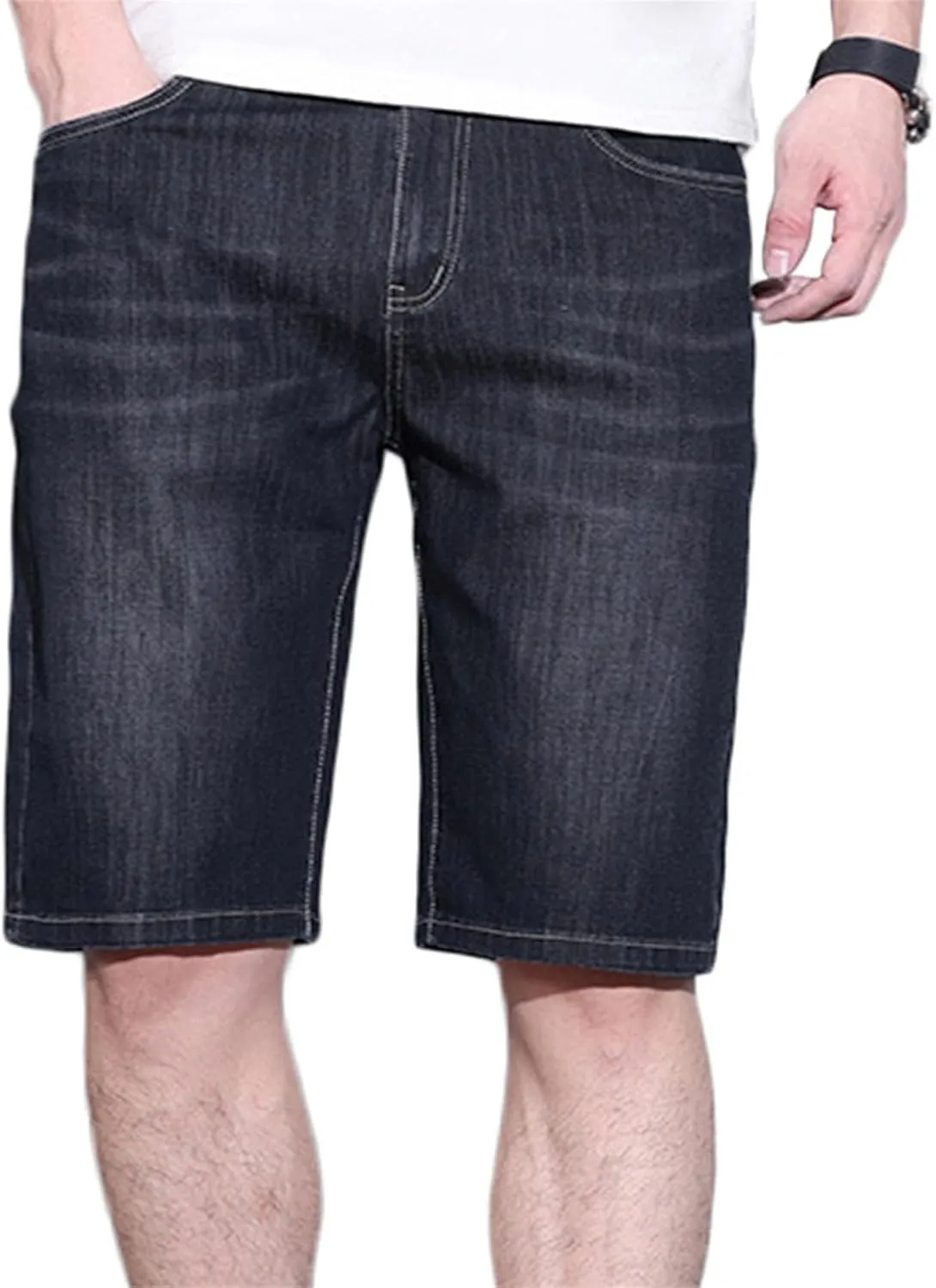 Men's Relaxed Slim Denim Shorts Stretch Casual Denim Shorts