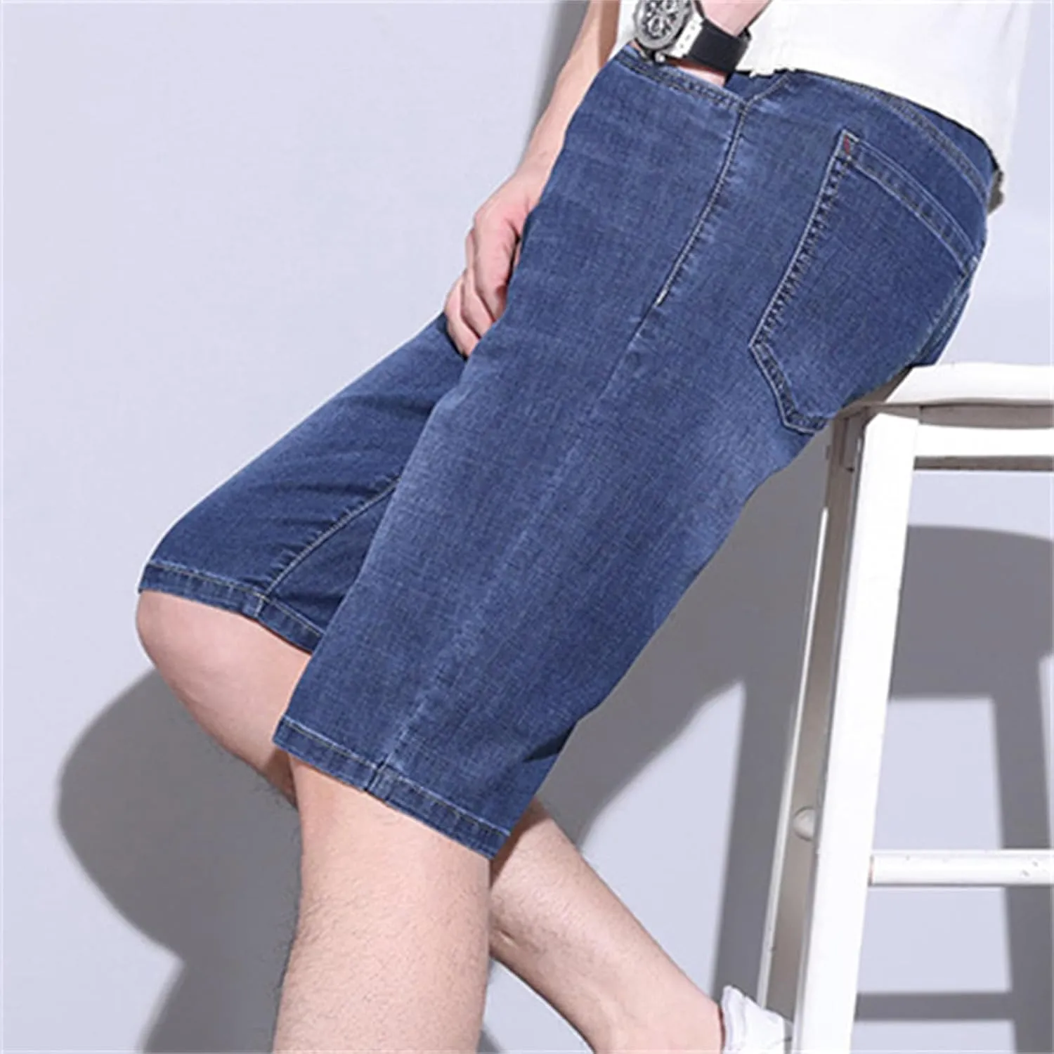Men's Relaxed Slim Denim Shorts Stretch Casual Denim Shorts
