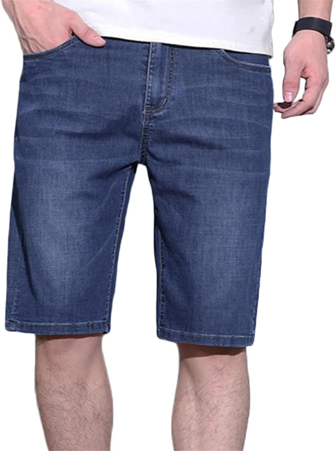 Men's Relaxed Slim Denim Shorts Stretch Casual Denim Shorts