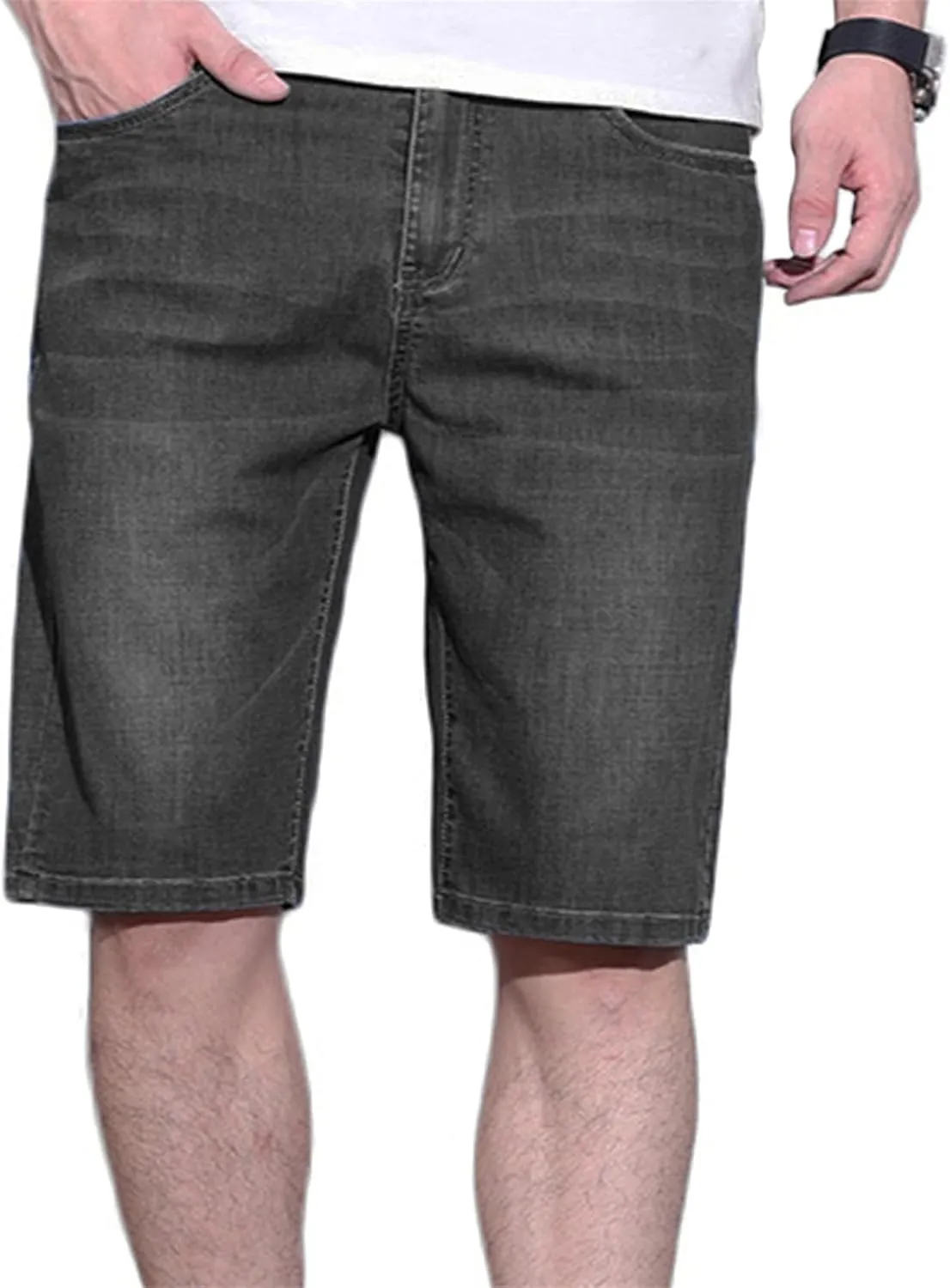 Men's Relaxed Slim Denim Shorts Stretch Casual Denim Shorts