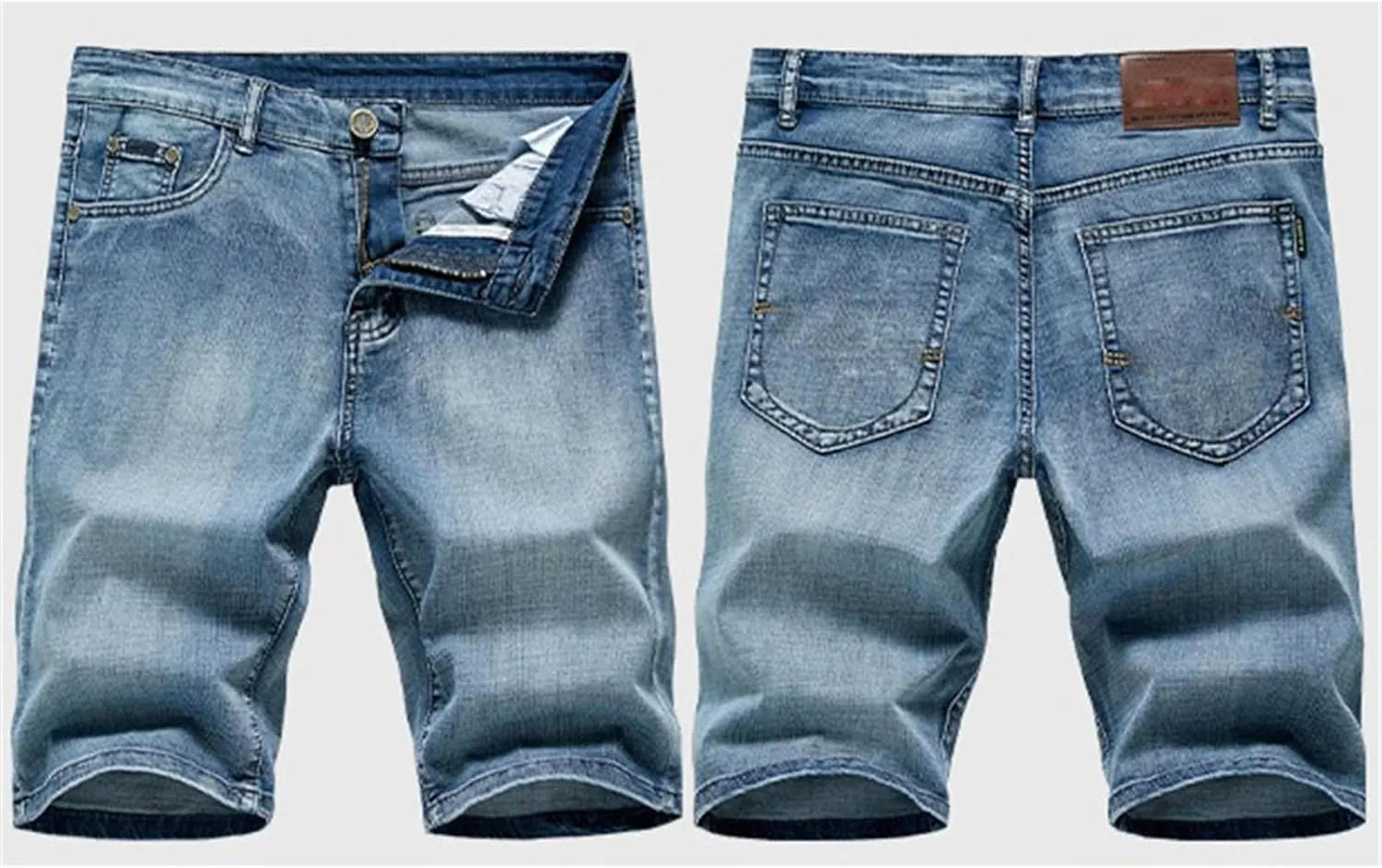 Men's Relaxed Slim Denim Shorts Stretch Casual Denim Shorts