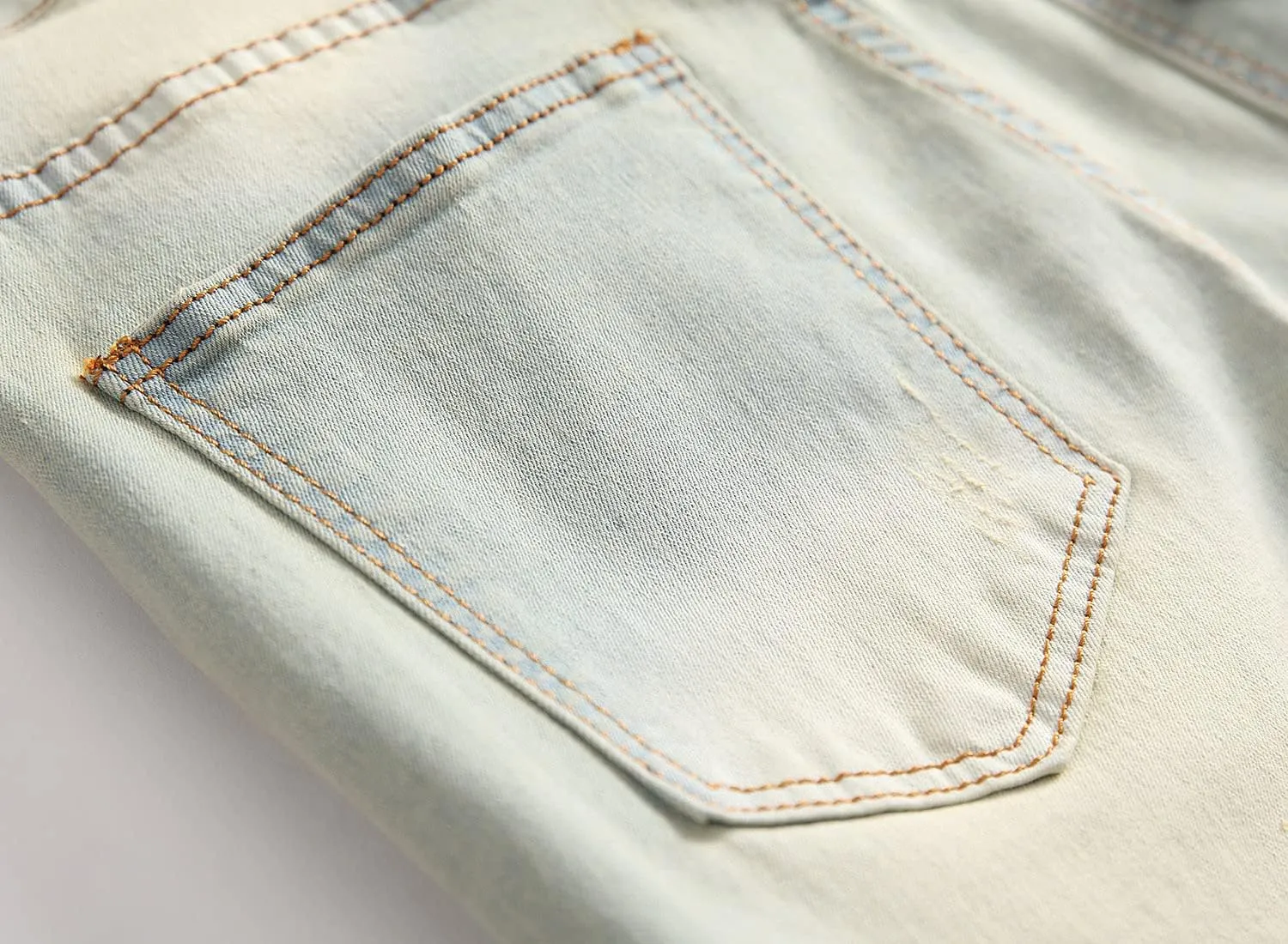 Men's Ripped Distressed Denim Shorts Wrinkle Moto Denim Shorts Zipper Pants Slim Fit Shorts with Pockets