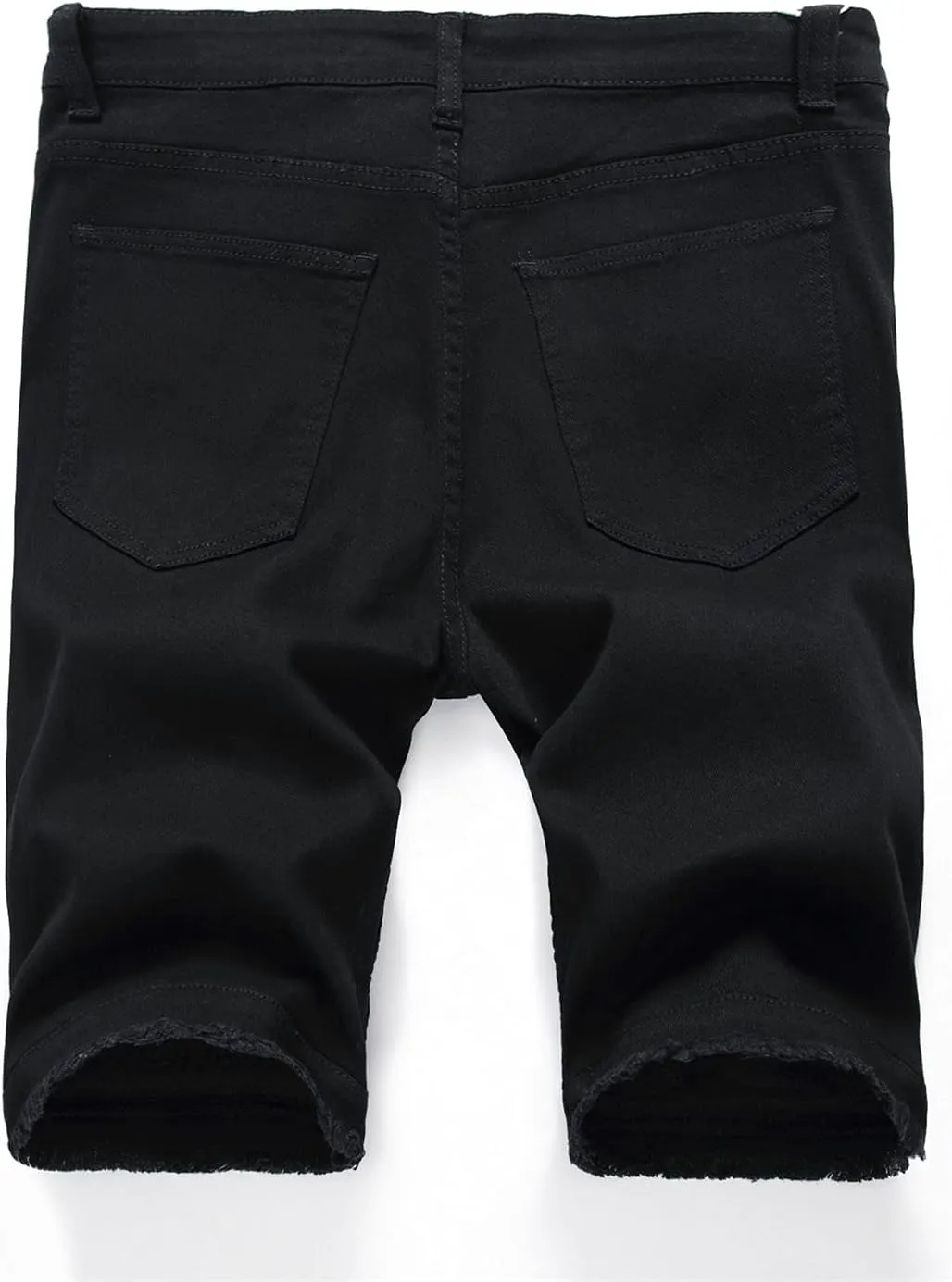 Men's Ripped Distressed Denim Shorts Wrinkle Moto Denim Shorts Zipper Pants Slim Fit Shorts with Pockets