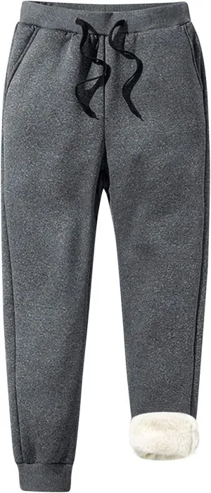 Men's Sweatpants Fleece Active Athletic Workout Jogger with Zipper Pocket and Drawstring Warm Fleece Lined Pants